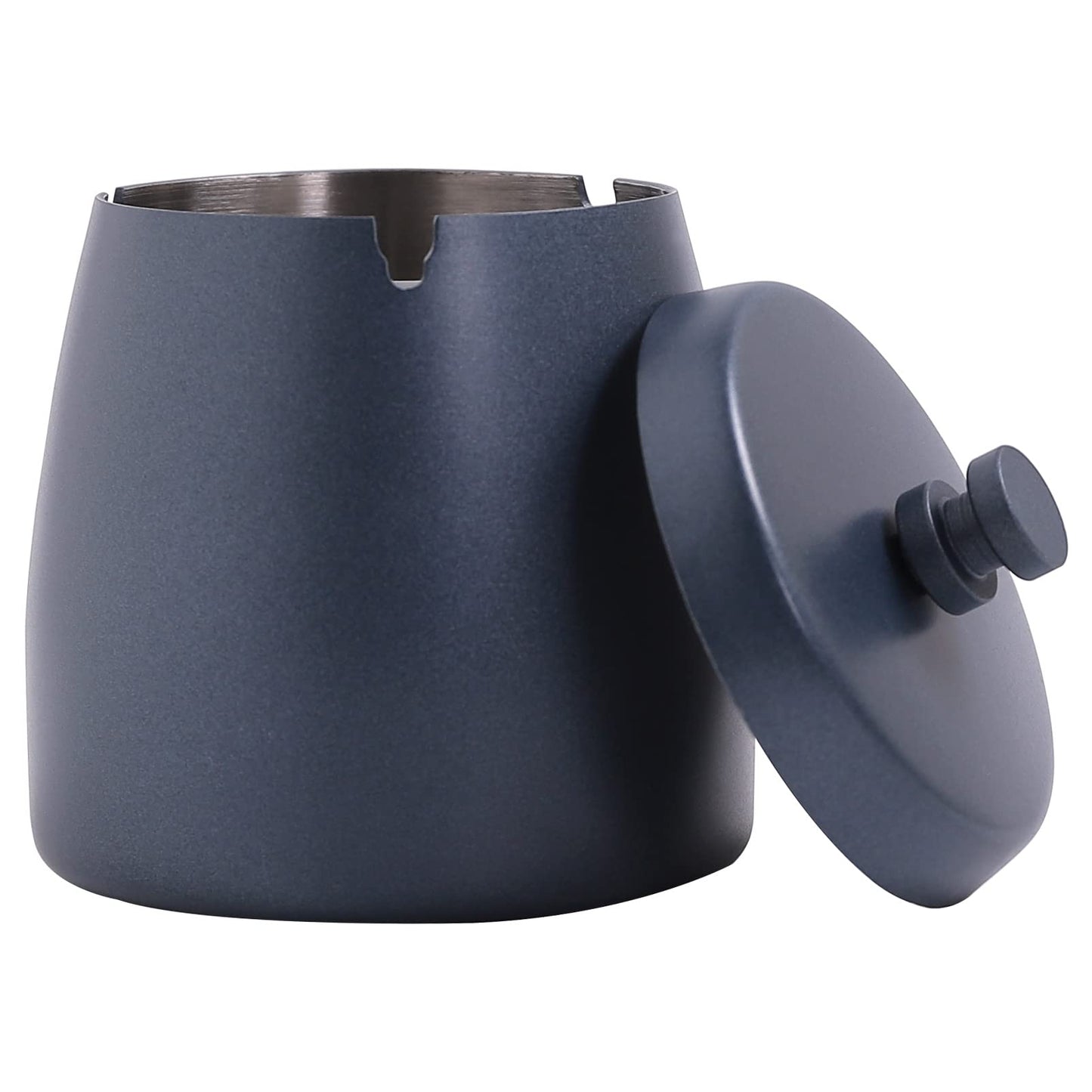 Ashtray with Lid for Cigarette, Stainless Steel Smokeless Odorless Windproof Ashtrays for Home Office Tabletop Outside Patio Outdoor Balcony(3.54"x3.0"x3.38")