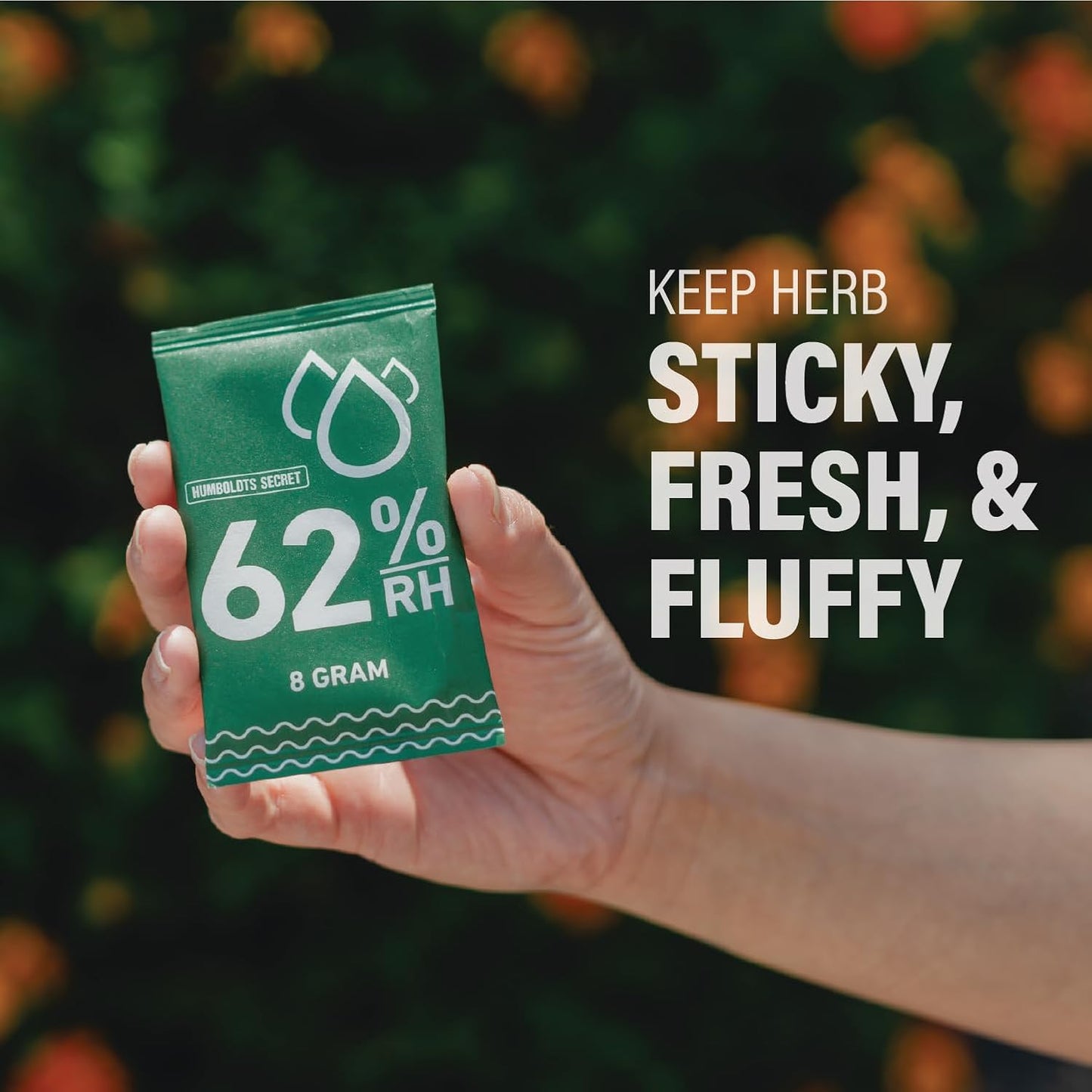 Humboldts Secret 62% Humidity Packs RH 2-Way | Moisture Control Packets for Herbs, Spices, and Cigars with Resealable Bag | Natural Two Way Humidity Control for Fresh Storage | Pack of 10