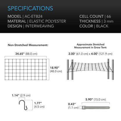 AC Infinity Elastic Trellis Netting, Multiple Sizes