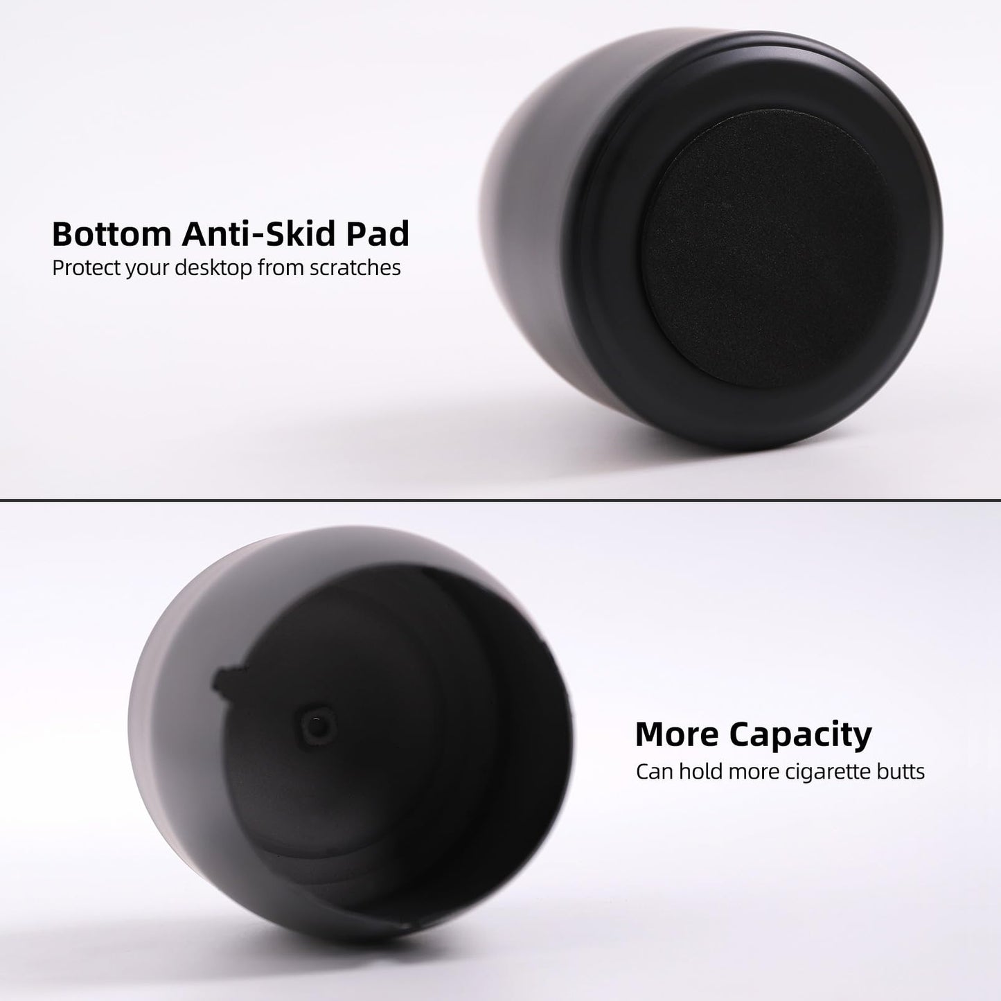 Ashtray with Lid for Cigarette, Stainless Steel Smokeless Odorless Windproof Ashtrays for Home Office Tabletop Outside Patio Outdoor Balcony(3.54"x3.0"x3.38")