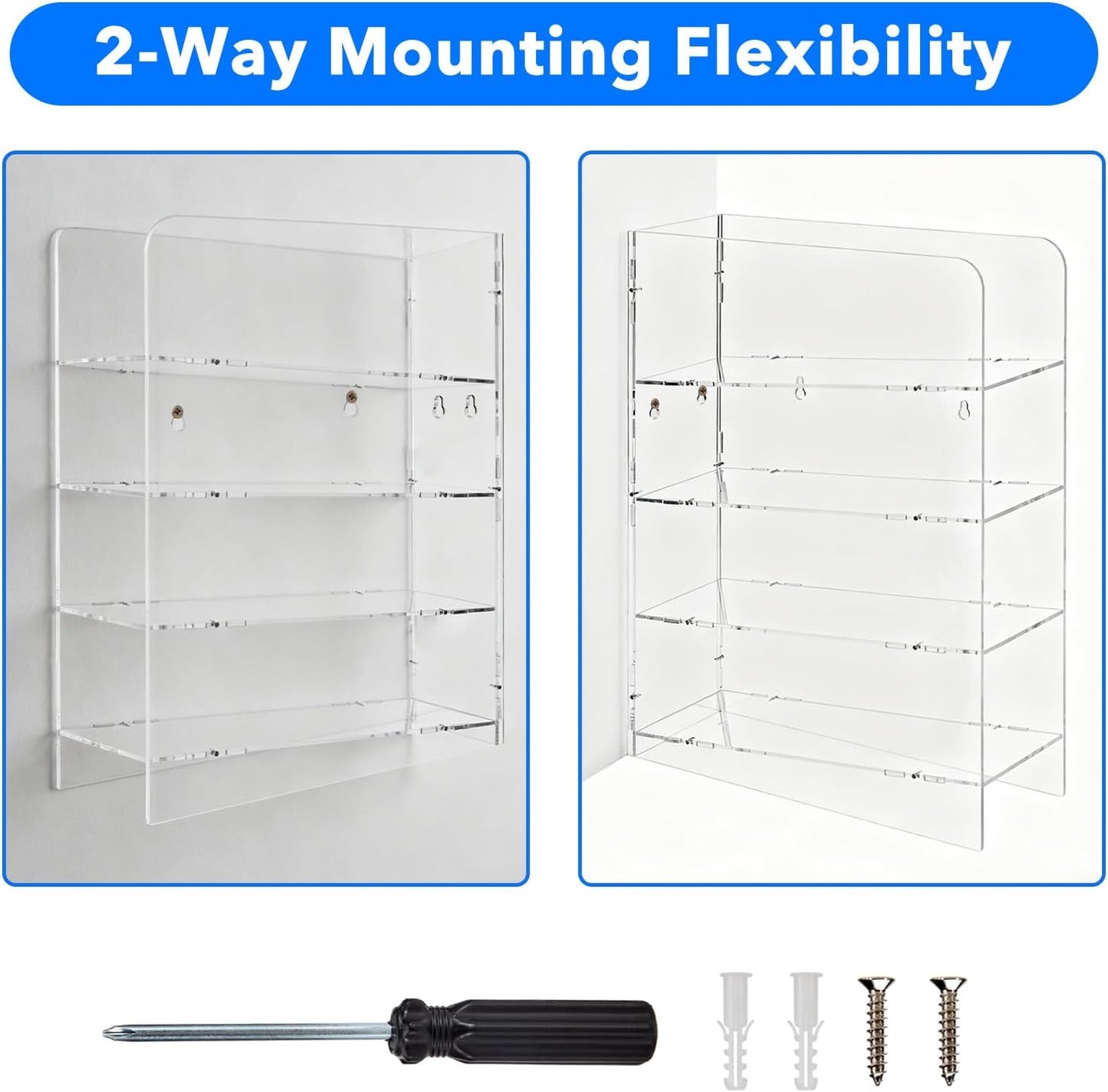 FOUR E'S SCIENTIFIC Acrylic Pipette Rack, Clear Counter Top Wall Mounted Pipette Stand with 4 Compartment Lab Holder for Laboratory Office