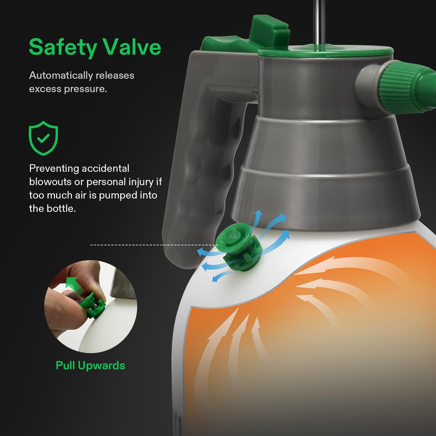 VIVOSUN 0.5Gal Handheld Garden Sprayer, 2L Pump Sprayer, 68 Oz Water Spray Bottle with Safety Valve, Adjustable Nozzle, Extended Spray Rod & Additional Seals, Ideal for Watering, Fertilizing, Cleaning