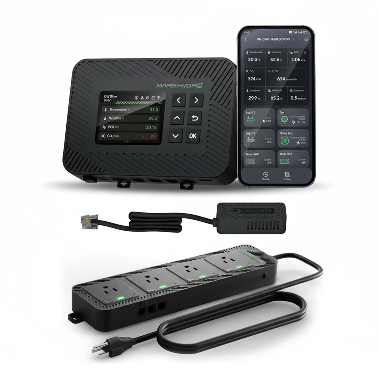 MARS HYDRO iControl for Grow Tent, Smart Grow Room Controller and iHub-4AC Smart Power Strip: Flexible Add-On for iControl Controller for Multi-Zone Grow Rooms with Centralized Control