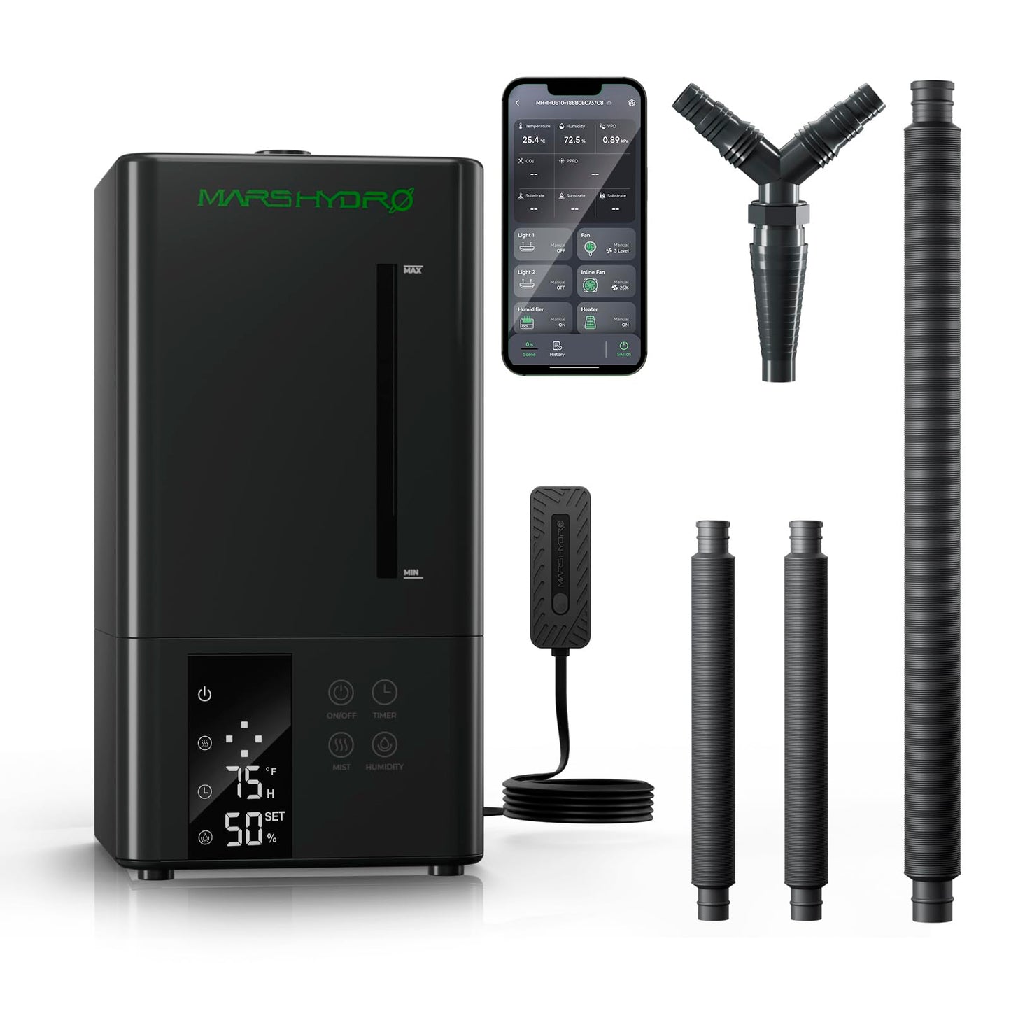 MARS HYDRO Plant Humidifier 5L,with Adjustable Humidity,Timer Function,Ultrasonic Precise and Silent Operation,No-Leak Seal for Grow Tent,Indoor Planting,Greenhouse,Bedroom