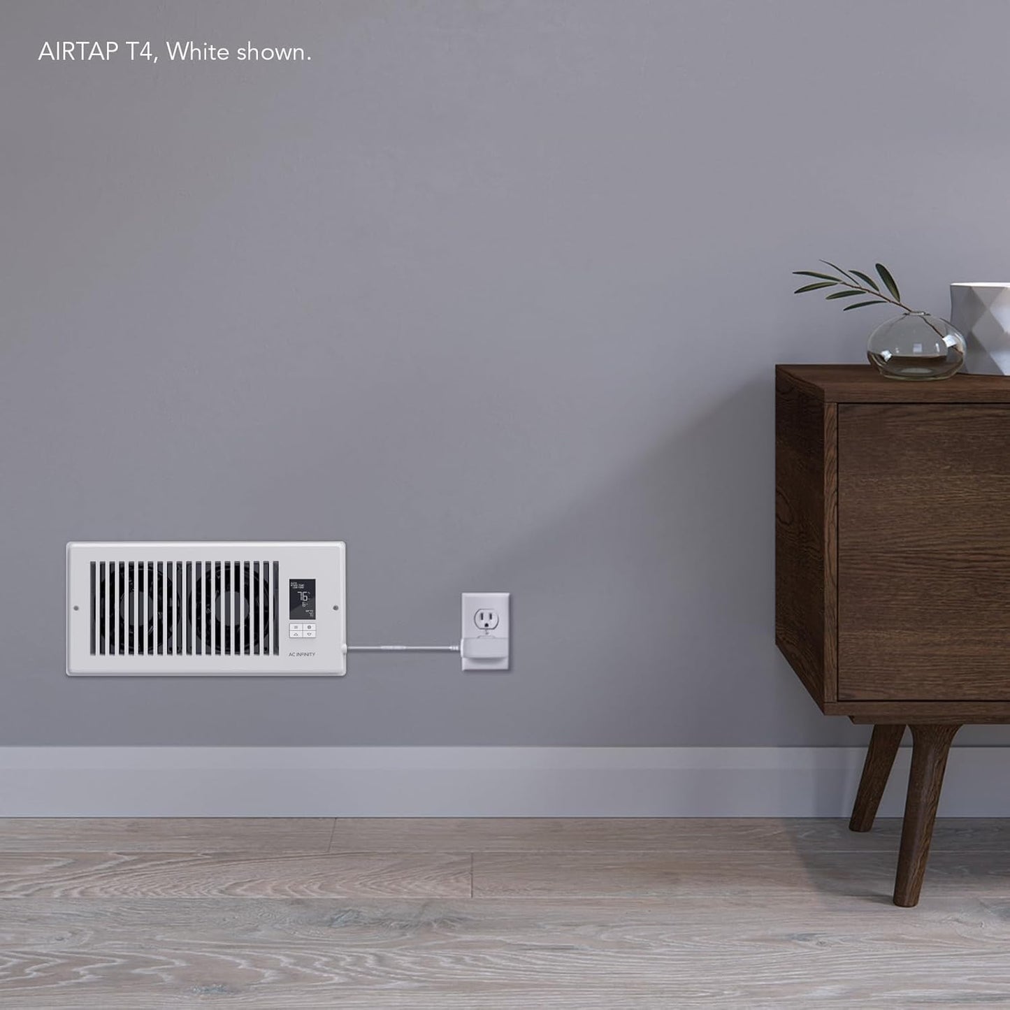 AC Infinity AIRTAP T6 White, Register Booster Fan for 6” x 10” Register Holes, Improves Heating & Cooling Vents, Quiet 10-Speeds, Bluetooth App Control Data Alerts. ONLY FITS 6” x 10” DUCT OPENINGS