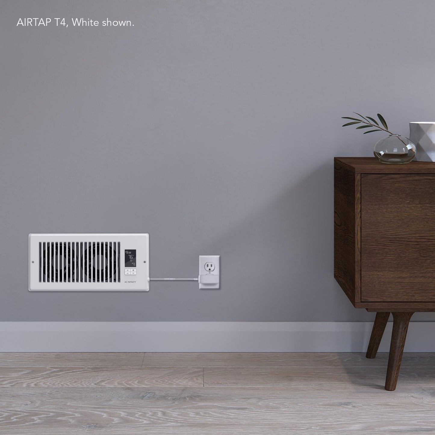 AC Infinity AIRTAP T4 White, Register Booster Fan for 4” x 10” Register Holes, Improves Heating & Cooling Vents, Quiet 10-Speeds, Bluetooth App Control Data Alerts. ONLY FITS 4” x 10” Duct Openings