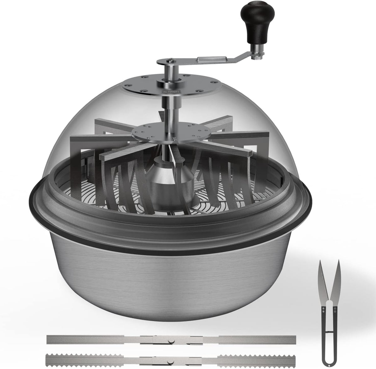 AC Infinity Bud Leaf Bowl Trimmer 16", Clear Dome, Stainless Steel Blades