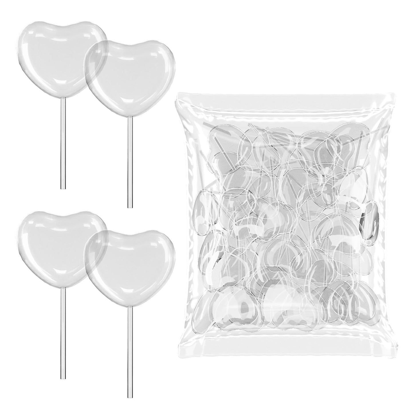 [Heart Style] Vabiooth 50Pcs 4mL Cupcakes Disposable Plastic Transfer Pipettes Liquid Dropper for Chocolate or Strawberries Cupcakes, Ice Cream, Mini Cakes, Waffles, Children's Painting