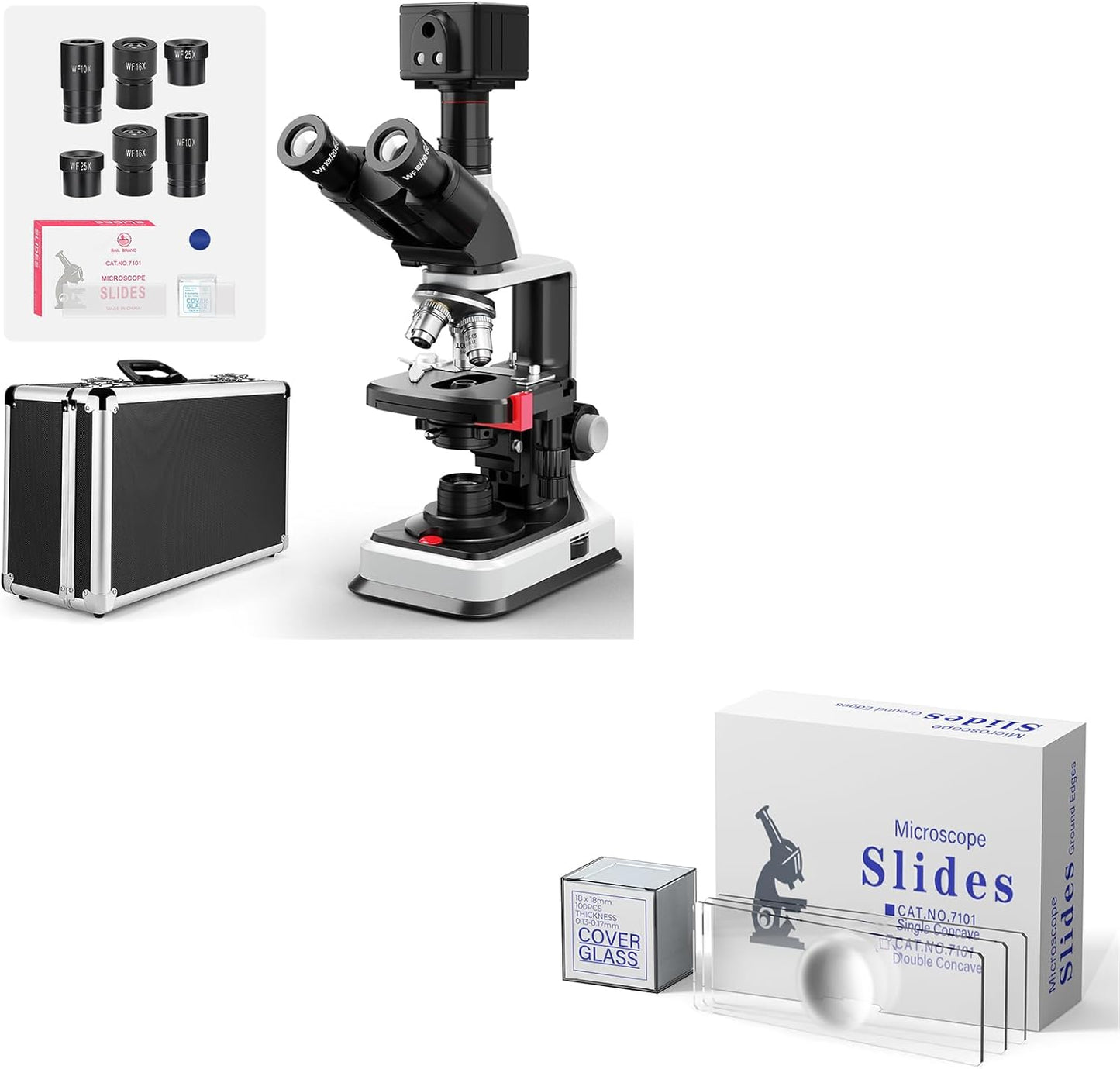 5MP Camera Microscope with 150 Pcs Single Concave Slides