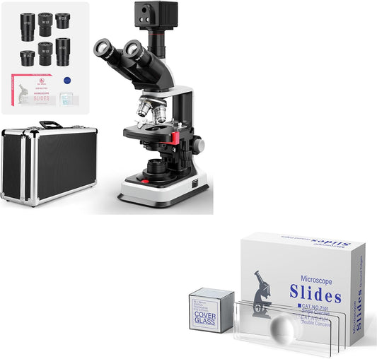 5MP Camera Microscope with 150 Pcs Single Concave Slides