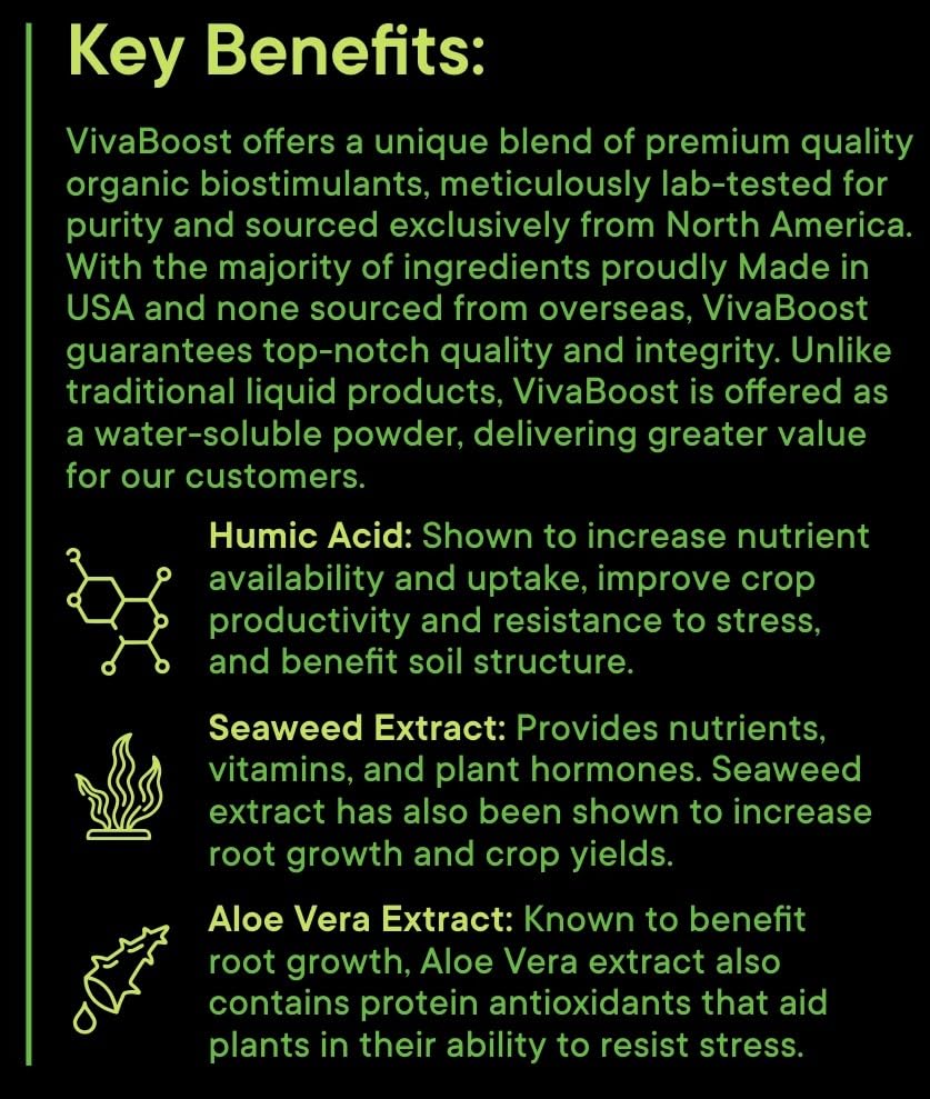 Organic Fertilizer - VivaBoost Premium Organic Biostimulant Blend, Nutrients, Plant Food, Made in USA and OMRI Listed, 1lb