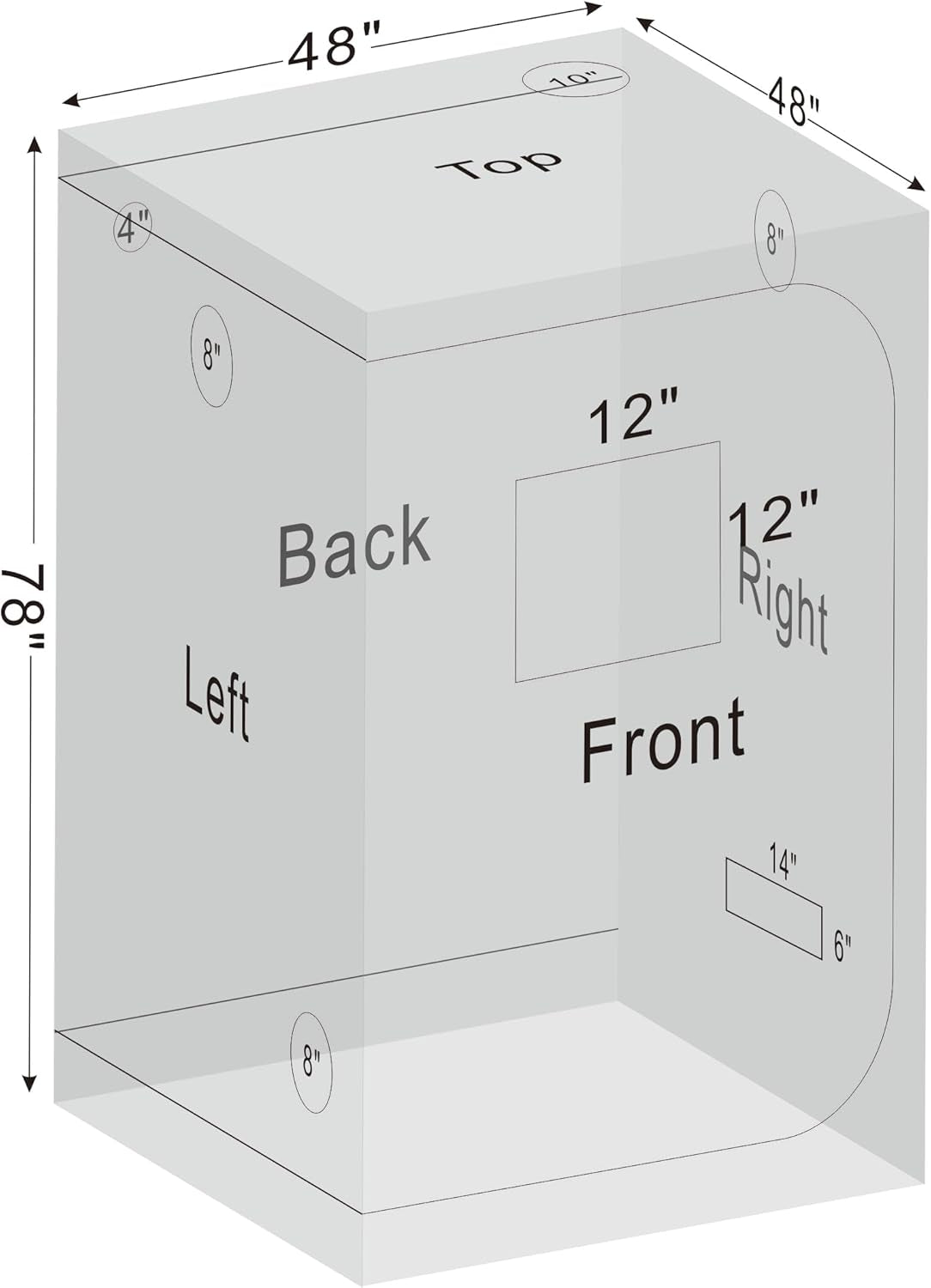 Grow Tent 48"X48"X78" Growing Tents for Indoor Plant 600D Mylar Hydroponic High Reflective Grow Tent for Plant Fruit Flower Veg Growing 4X4