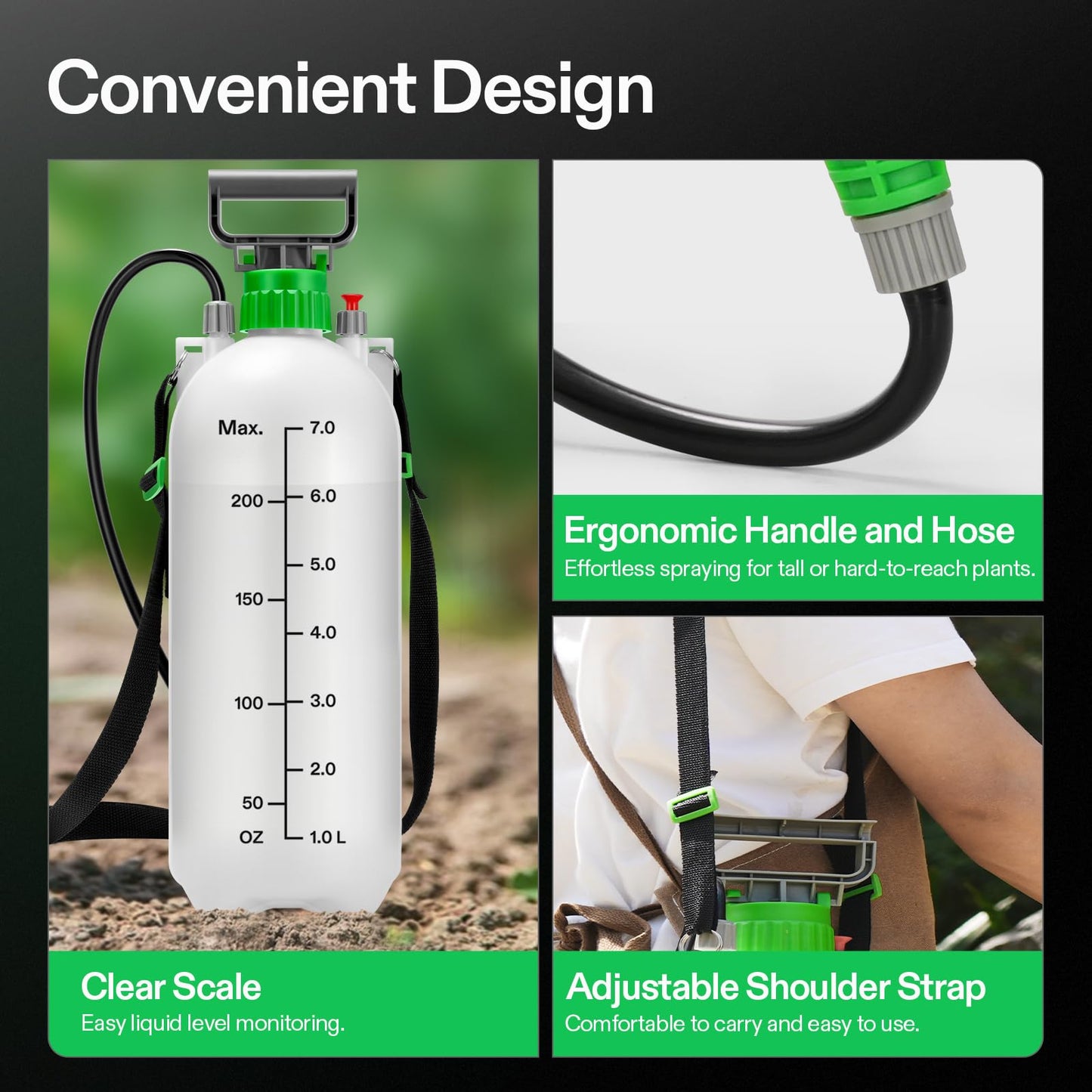 VIVOSUN 1 Gal/4L Pump Sprayer, Garden Water Sprayer for Plants, Weeds & Lawn Care, with 3 Nozzles, 50'' Long Hose & Pressure Relief Valve