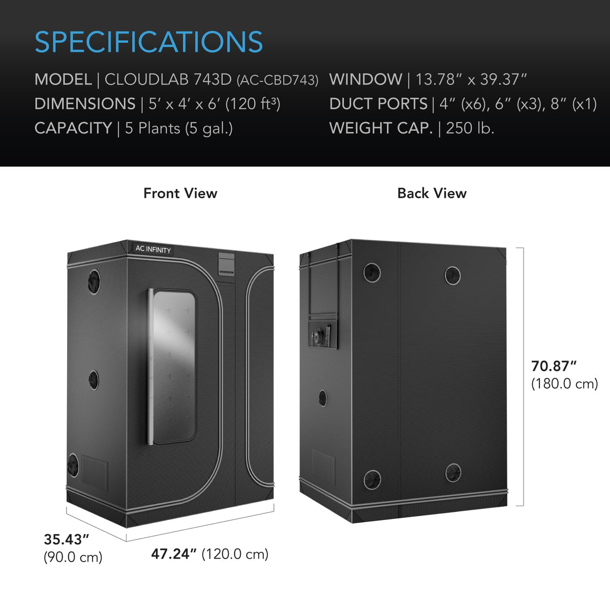 AC Infinity CLOUDLAB Grow Tents, Size and Layout Options