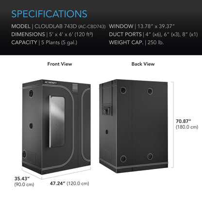 AC Infinity CLOUDLAB Grow Tents, Size and Layout Options