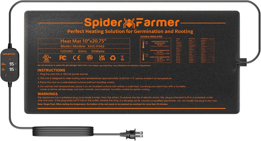 Spider Farmer 10"x20.75" Seedling Heat Mat with Built-in Thermostat