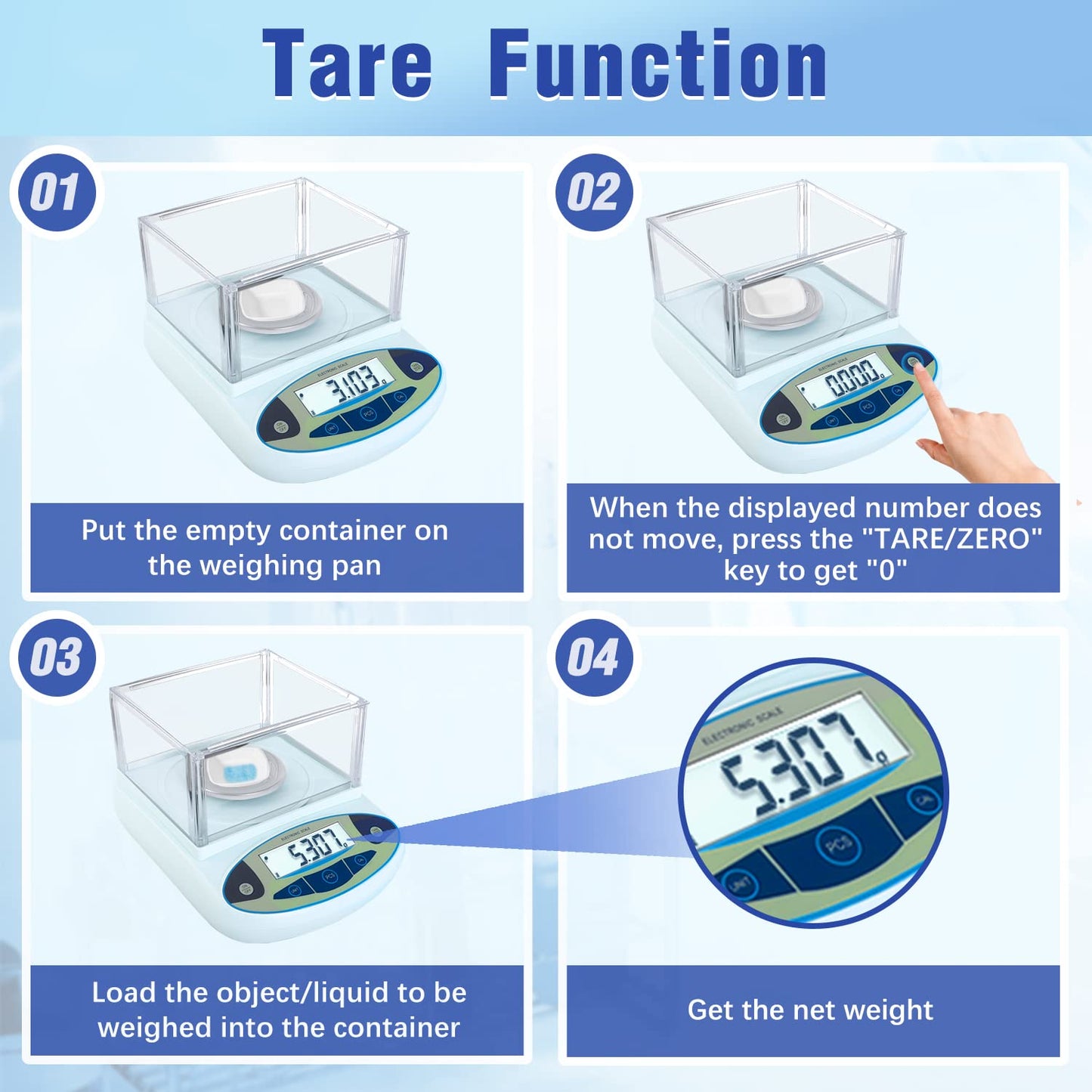 FOUR E'S SCIENTIFIC Lab Scale 100g x 0.001g Accuracy - High Precision Laboratory Analytical Balance with Windshield Digital Scientific Scale Jewelry/Kitchen Scale