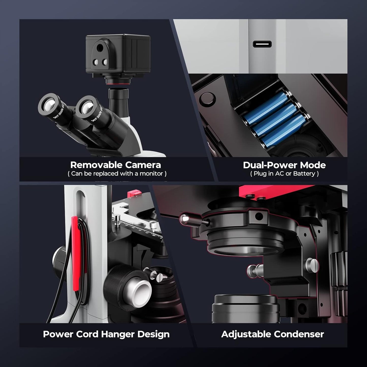 5MP Camera Microscope with 150 Pcs Single Concave Slides