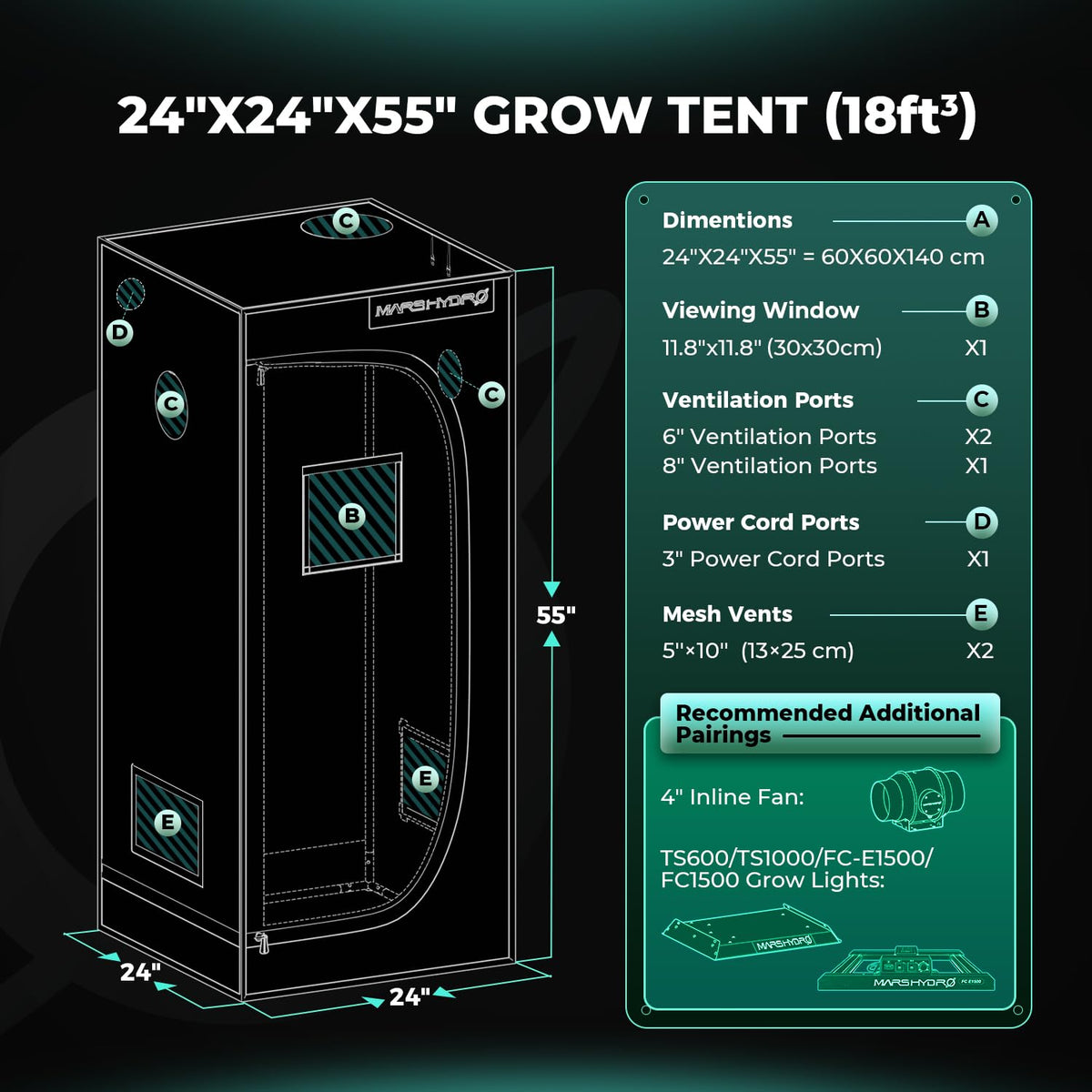 MARS HYDRO Grow Tents, Multiple Sizes