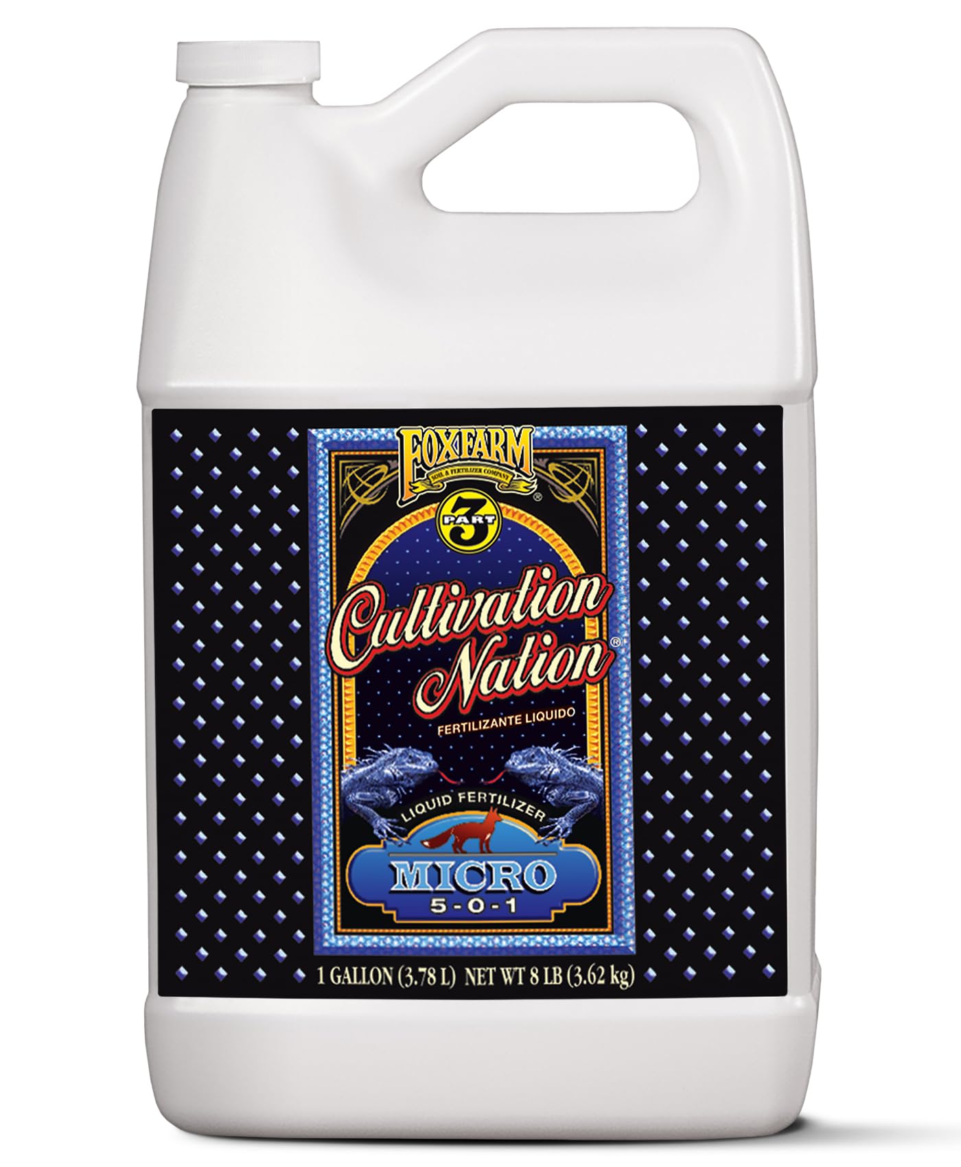 FoxFarm Cultivation Nation Micro Liquid Fertilizer - Micronutrients for Strong Plant Development, Ideal for Soil, Hydroponics & Aeroponics - Part 2 of 3-Part Feeding Program- NPK 5-0-1 (Gallon)