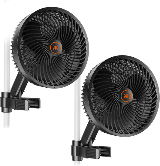 Spider Farmer 6" Grow Tent Clip Fan, EC Motor, 10-Level Oscillation, 2-Pack