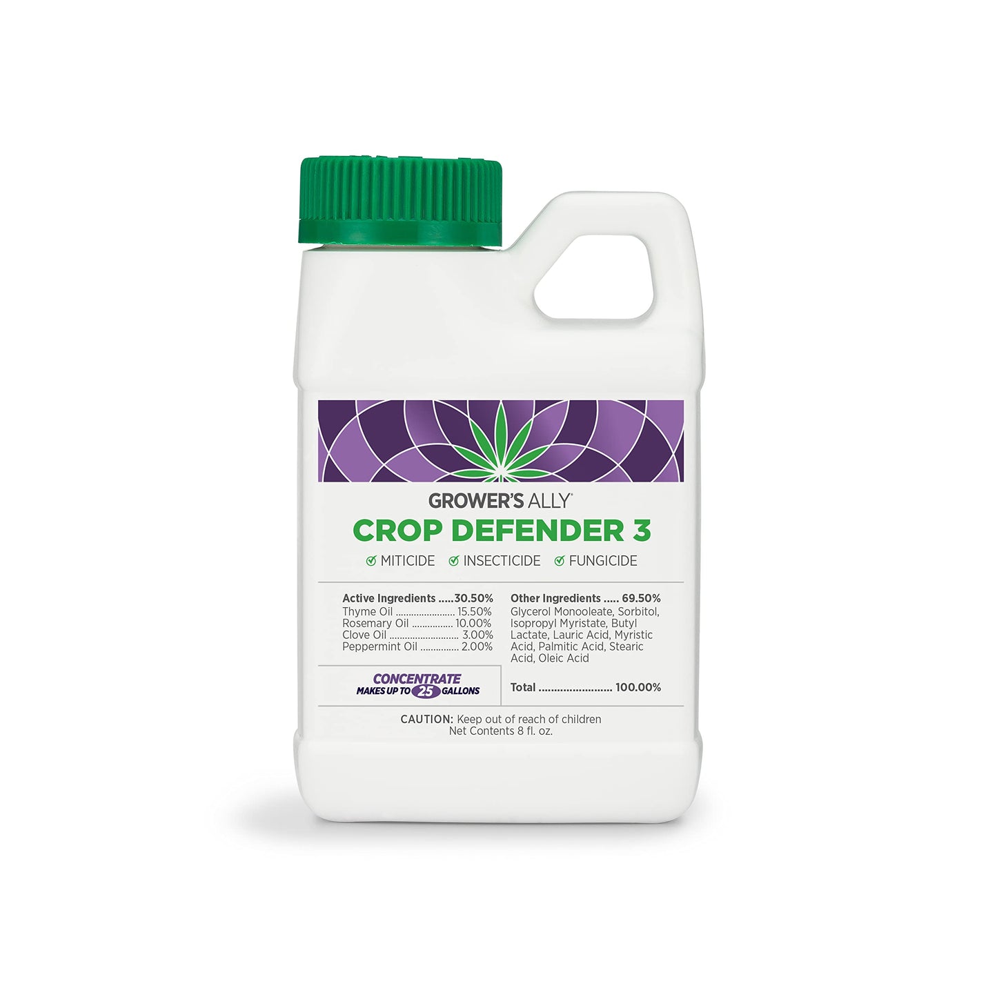 Grower's Ally Crop Defender 3 Ready-to-Use 24 oz | Natural, Safe & Organic Insecticide & Fungicide Control for Plants - Powdery Mildew, Spider Mites & Russet Mite Killer, OMRI Listed