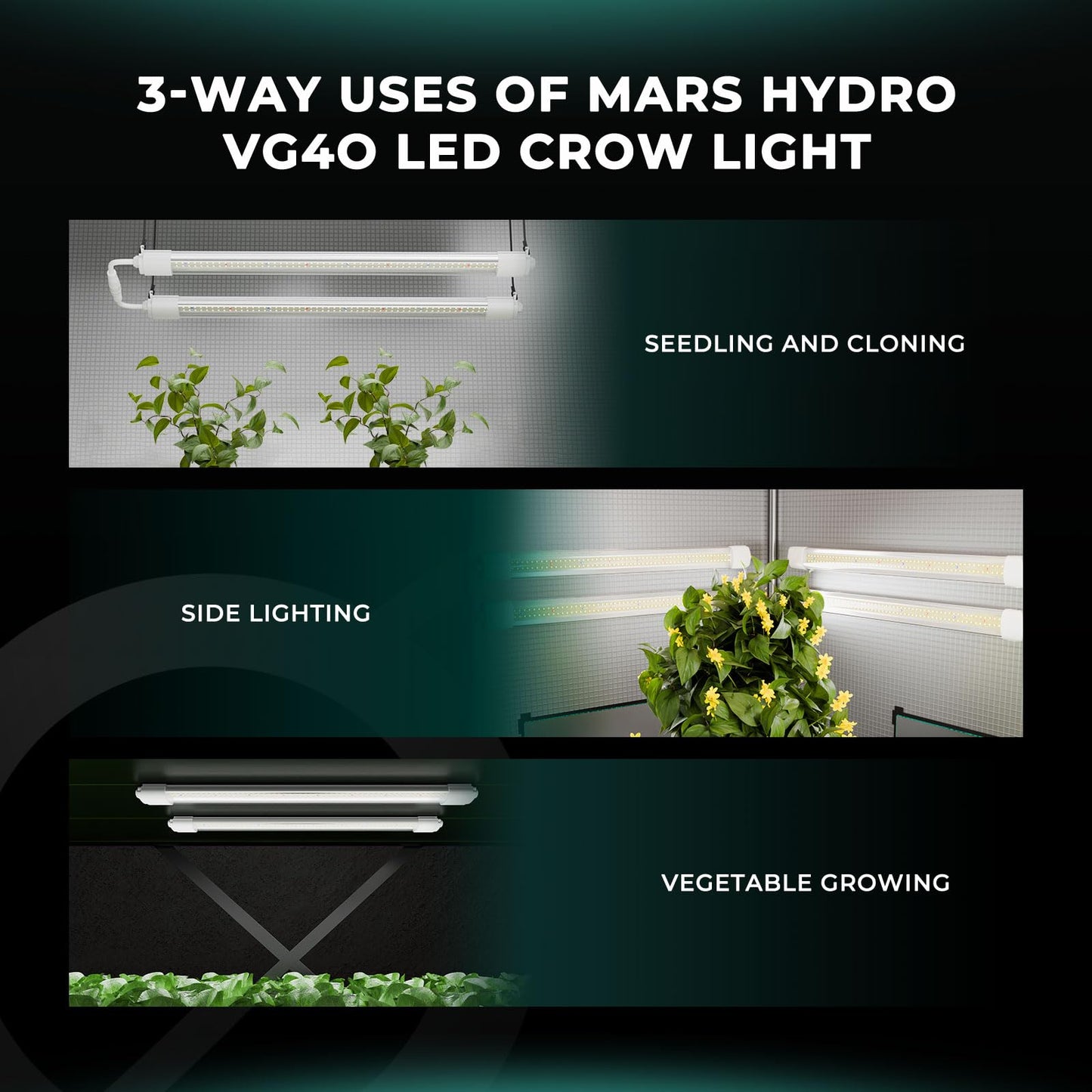 MARS HYDRO VG80, 4ft Led Grow Lights for Indoor Plants, 5000K Full Spectrum, 2x4 Coverage, IP65 Waterproof Linkable Under Canopy Plant Light Strip for Seedling Veg Flower (2x40W, 450W Equivalent)