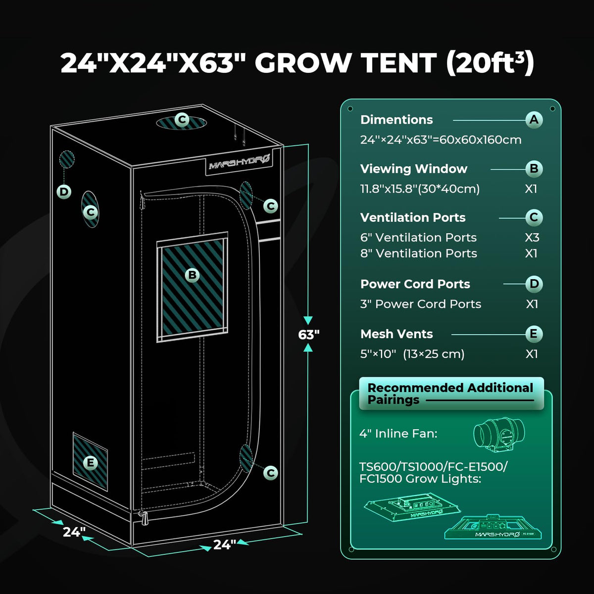 MARS HYDRO Grow Tents, Multiple Sizes