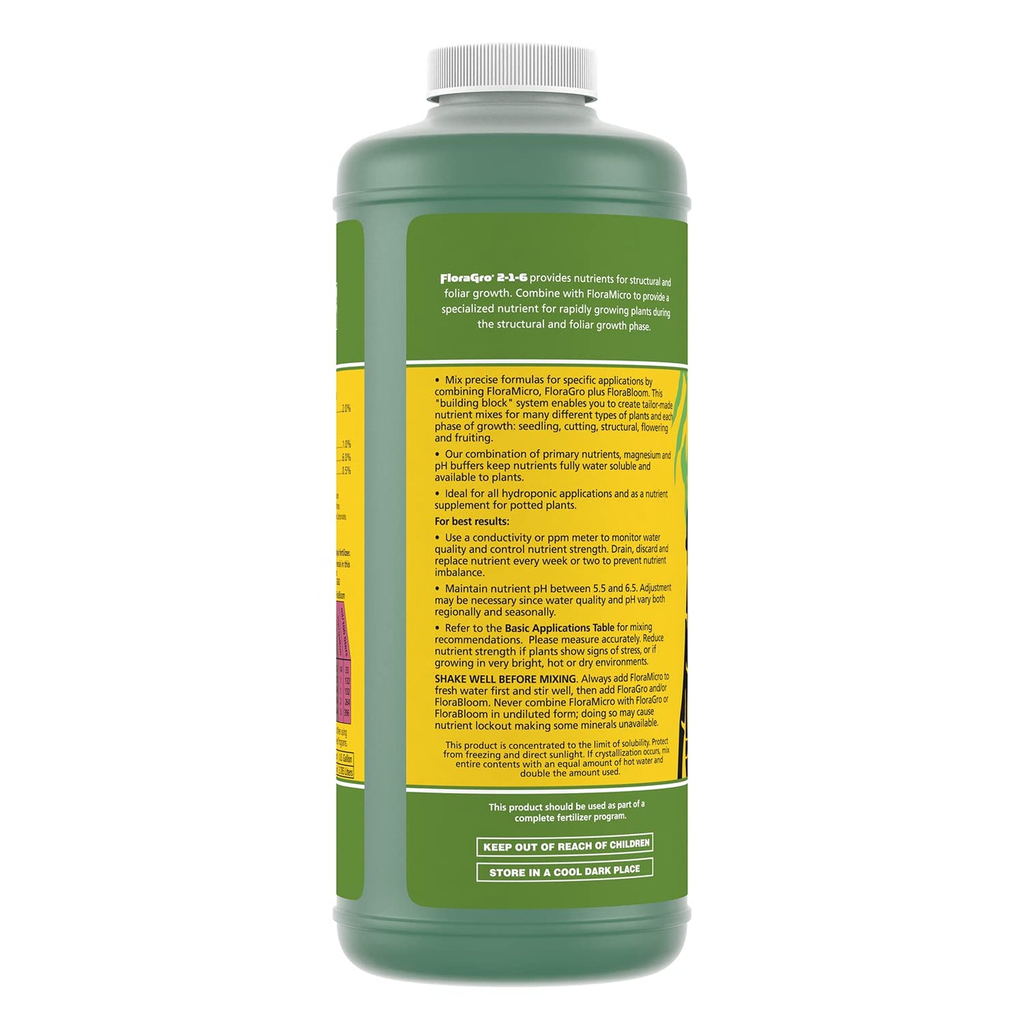 General Hydroponics FloraMicro 5-0-1, Use with FloraBloom & FloraGro For A Tailor-Made Nutrient Mix Ideal for Hydroponics, 1-Quart