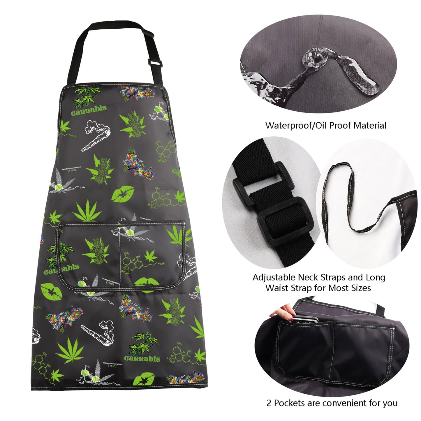 MBMSO Weed Apron with Pockets Inhale the Good Shit Exhale the Bullshit Marijuana Leaf Apron Cannabis Aprons Weed Lovers Gifts