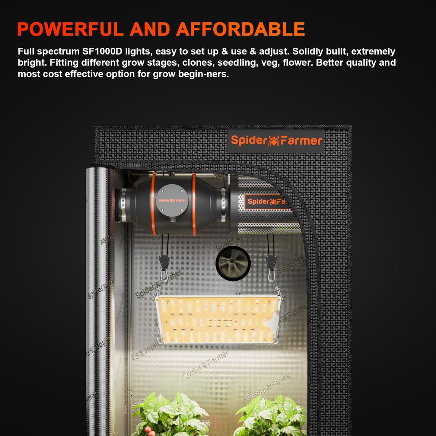 Spider Farmer 2025 New SF1000D 2Pack LED Grow Light with Samsung LM301B Diodes Deeper Penetration & IR Lights Full Spectrum Growing Lamps for Indoor Plants Seedlings Vegetables Flowers 2x4 Grow Tent