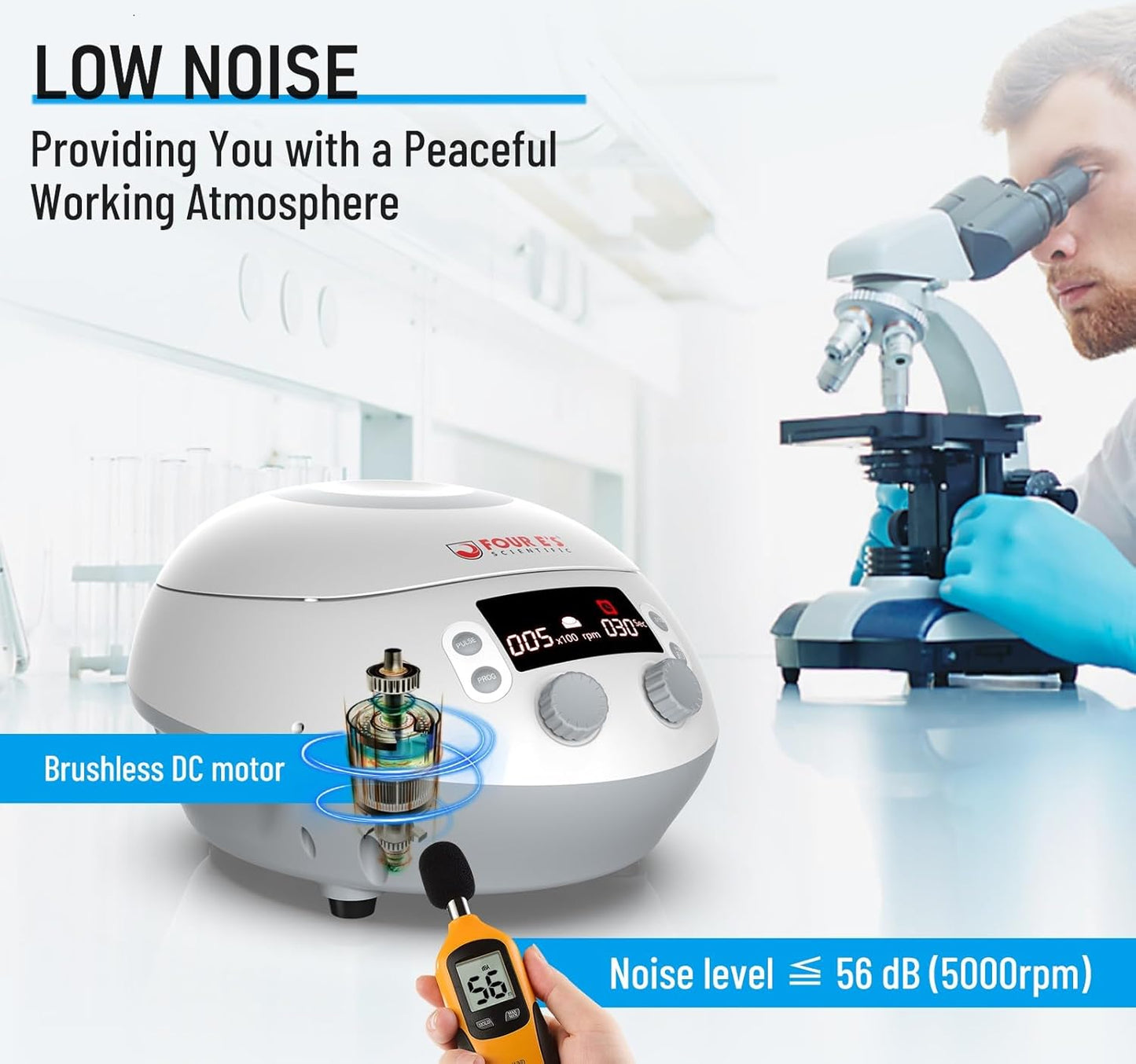 FOUR E'S SCIENTIFIC 500-15000 RPM Lab Benchtop Centrifuge, Model CF0201002