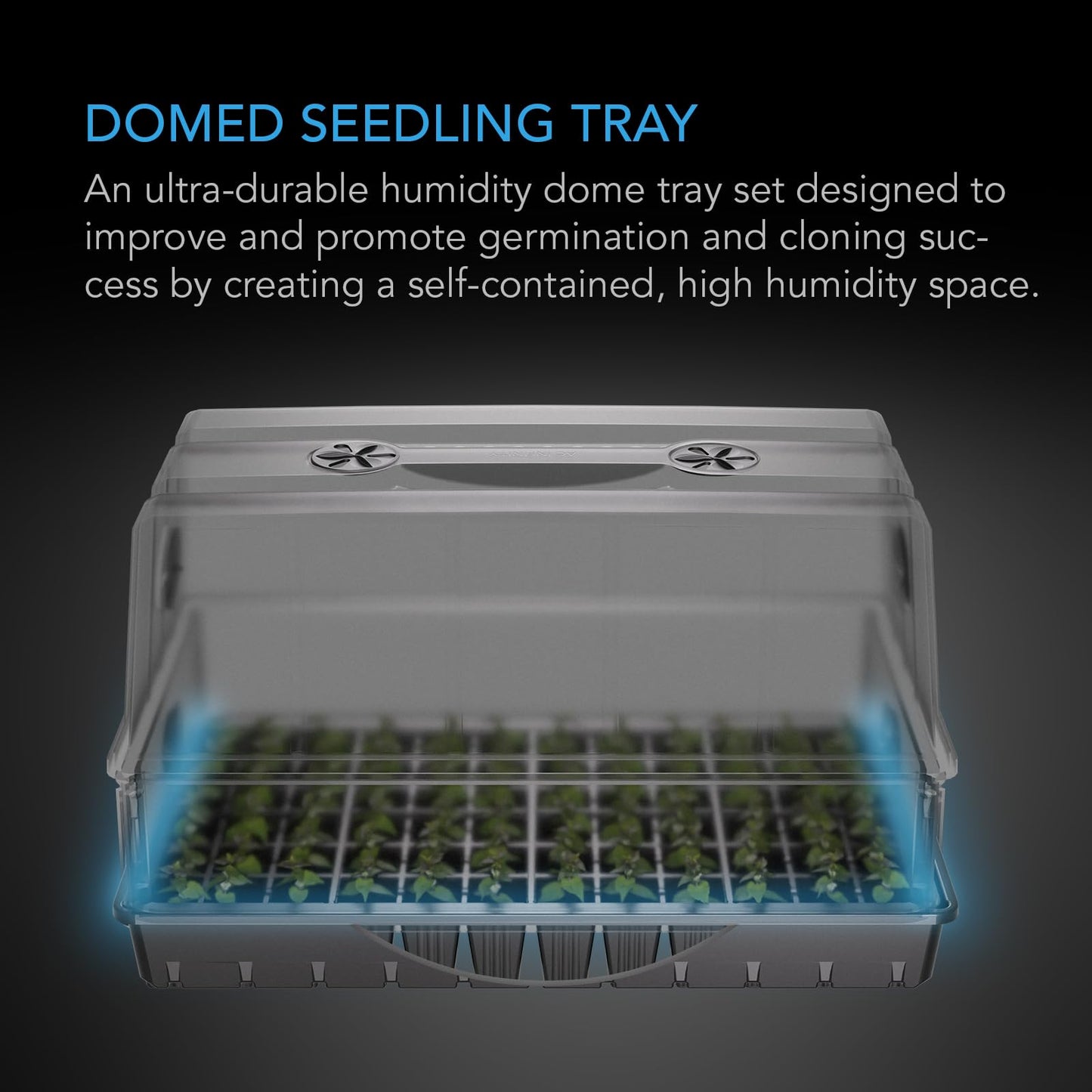 AC Infinity Heavy-Duty Humidity Dome 5x8 Germination Kit, Full Spectrum LED Grow Light Bars w/Samsung LM301H EVO LEDs, Heat Mat, 3 mm Thickest Dome, Trays, Vented Panels, for Seed Starting
