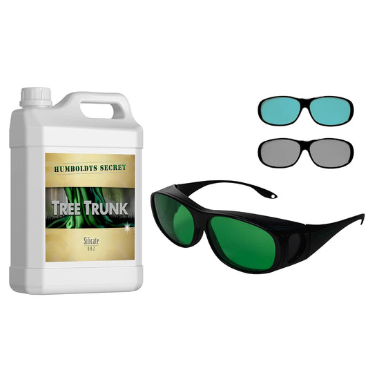 Humboldts Secret Tree Trunk - Silicate Additive - Indoor Plant Food - Liquid Fertilizer (1 Gal) w/Grow Room Glasses | Interchangeable Magnetic Sunglasses with UVA/UVB Blocking Protection