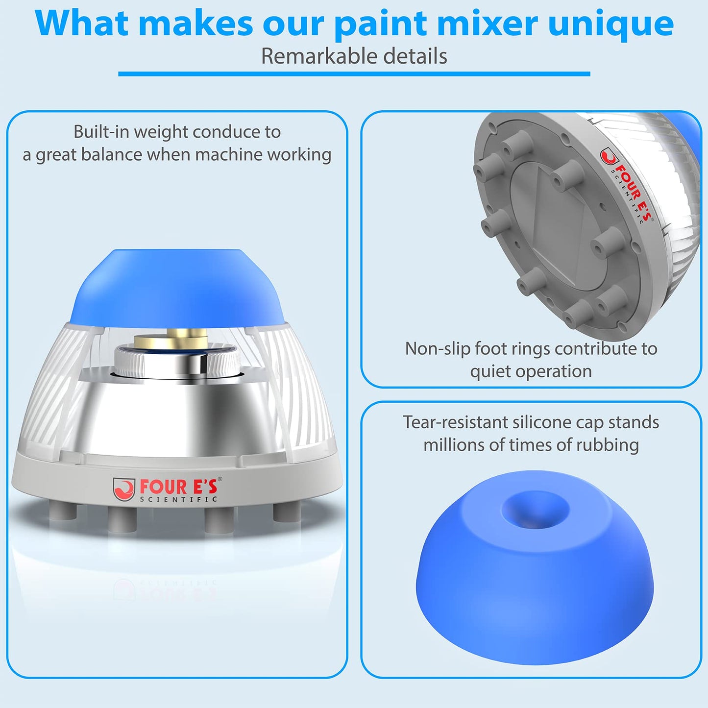 FOUR E'S SCIENTIFIC 5000 RPM Vortex Mixer Paint Shaker, Fast Mixing Touch Mode for Miniature Paint, Lash Extensions Adhesive, Nail Polish