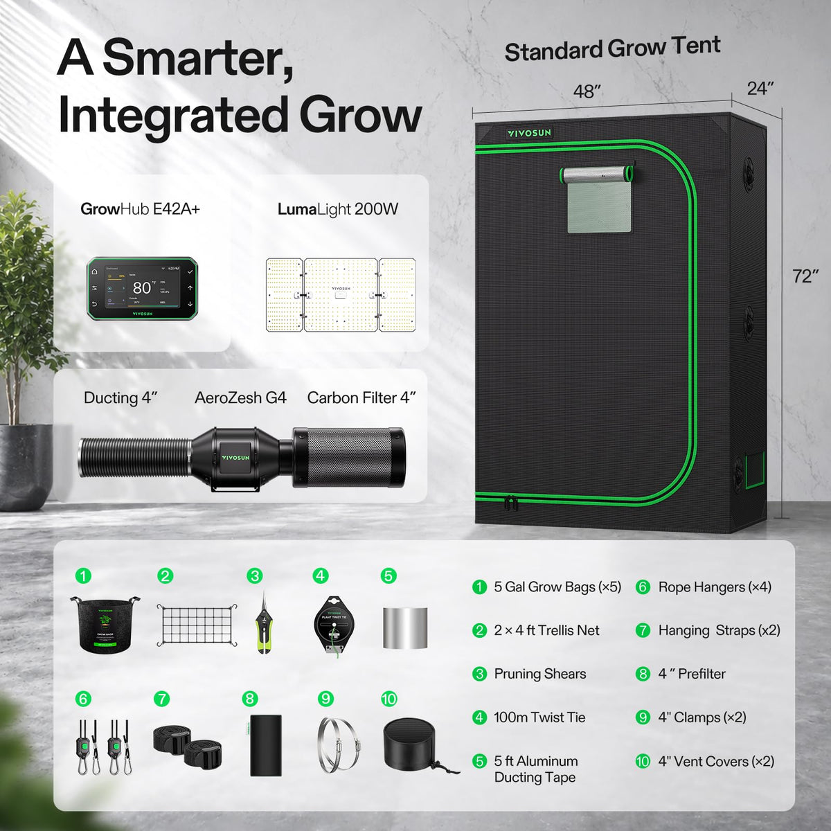 VIVOSUN Smart Grow Tent Kits, Multiple Sizes