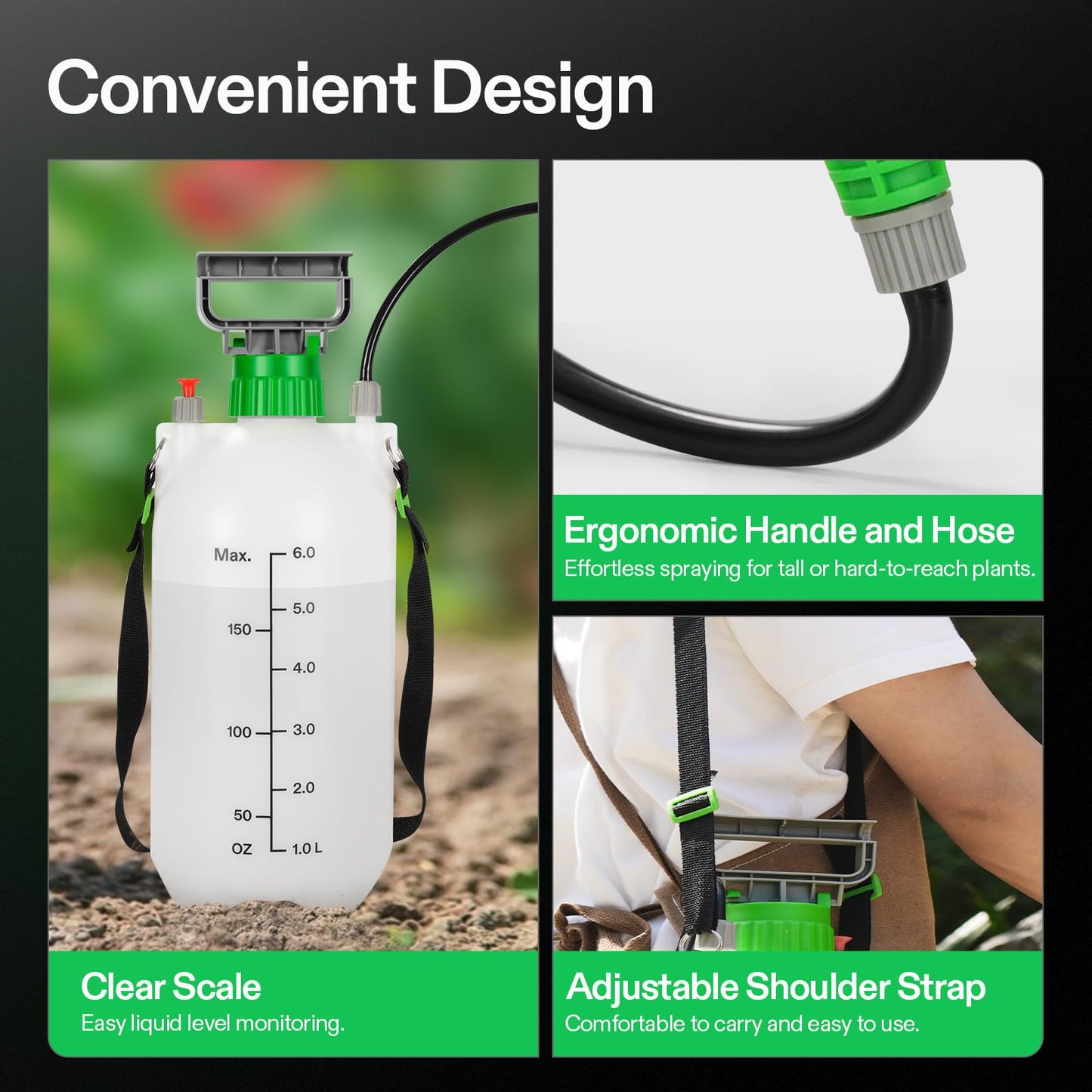 VIVOSUN 1 Gal/4L Pump Sprayer, Garden Water Sprayer for Plants, Weeds & Lawn Care, with 3 Nozzles, 50'' Long Hose & Pressure Relief Valve