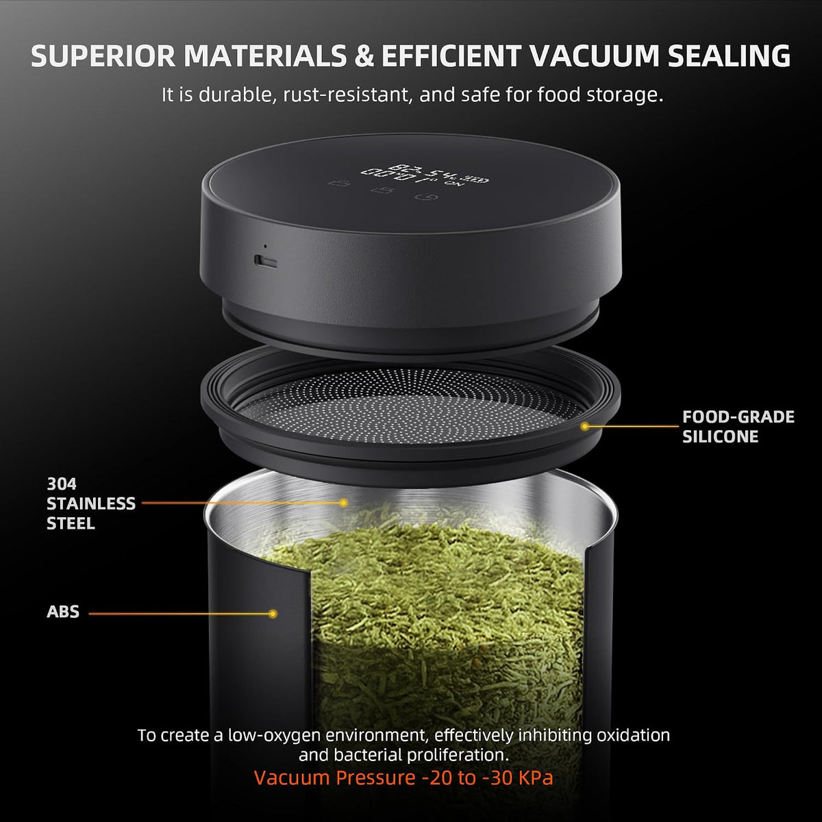 Spider Farmer Smart Curing Jar 2L Vacuum Container for Fresh Storage