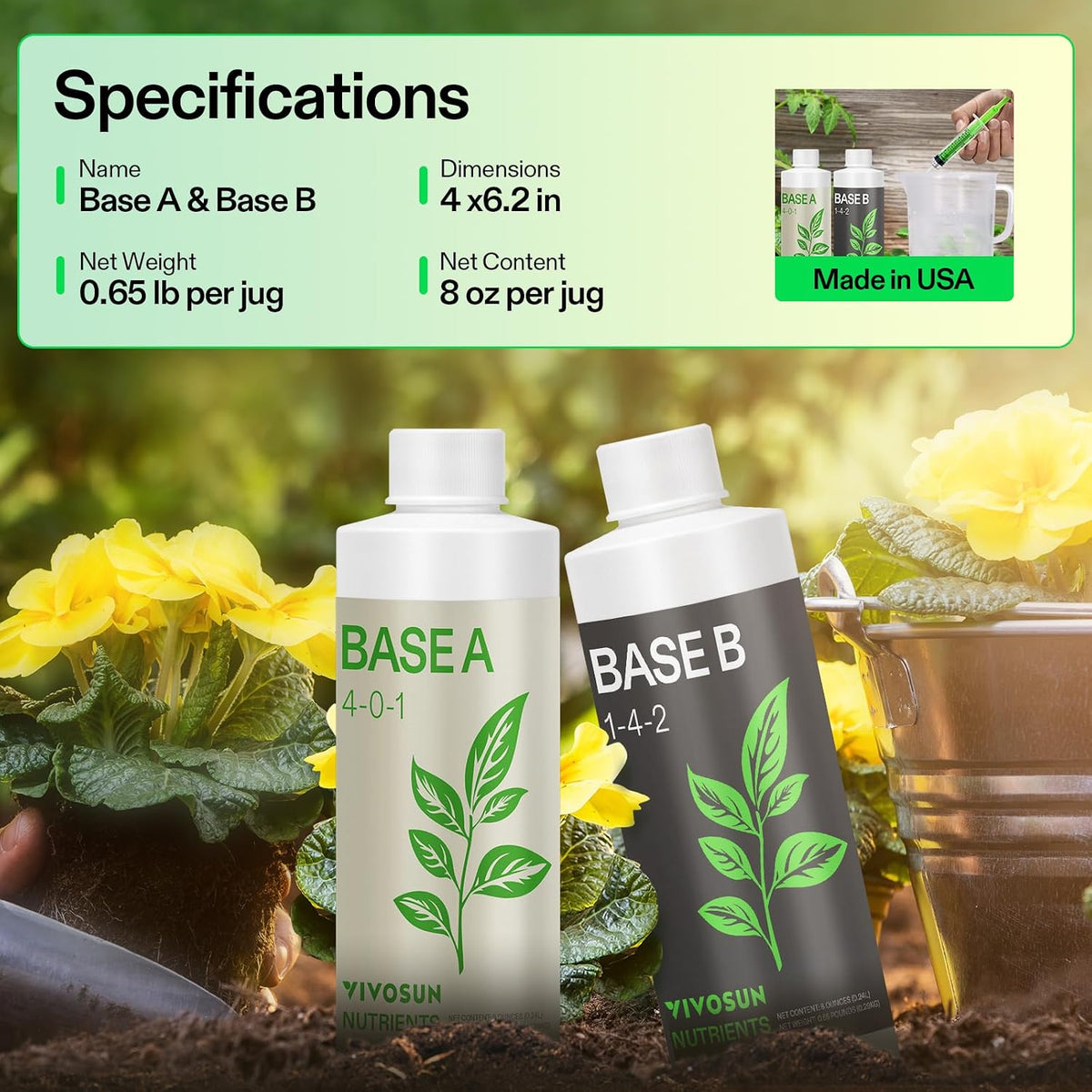 VIVOSUN Base A and B Liquid Nutrients, Size and Pack Options