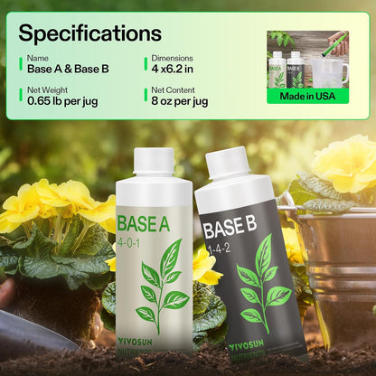 VIVOSUN Base A and B Liquid Nutrients, Size and Pack Options