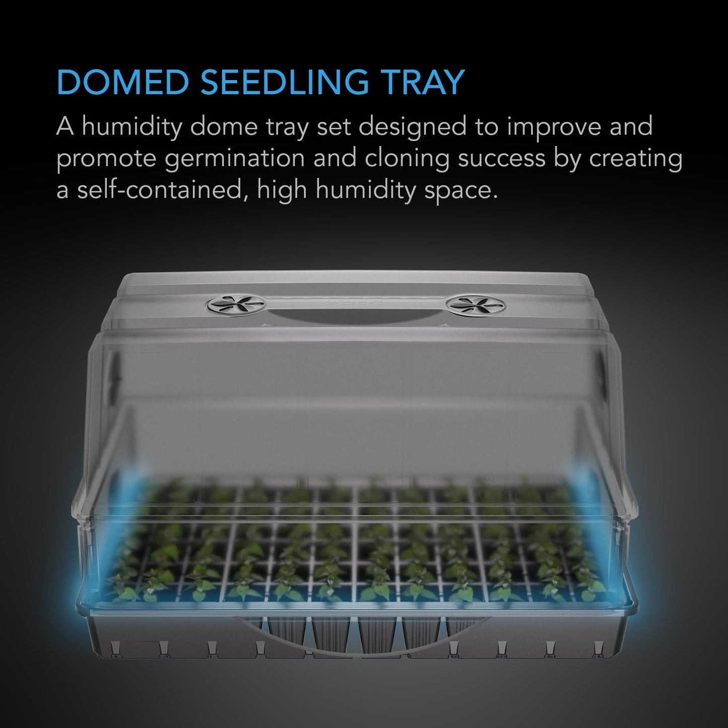 AC Infinity Heavy Duty 3mm Thick Humidity Dome with Height Extension, Germination Kit with Glossy Clear Dome, Sturdy Drip Tray, 6x12 Cell Seedling Tray for Seed Starting, Propagation, Cloning Plants