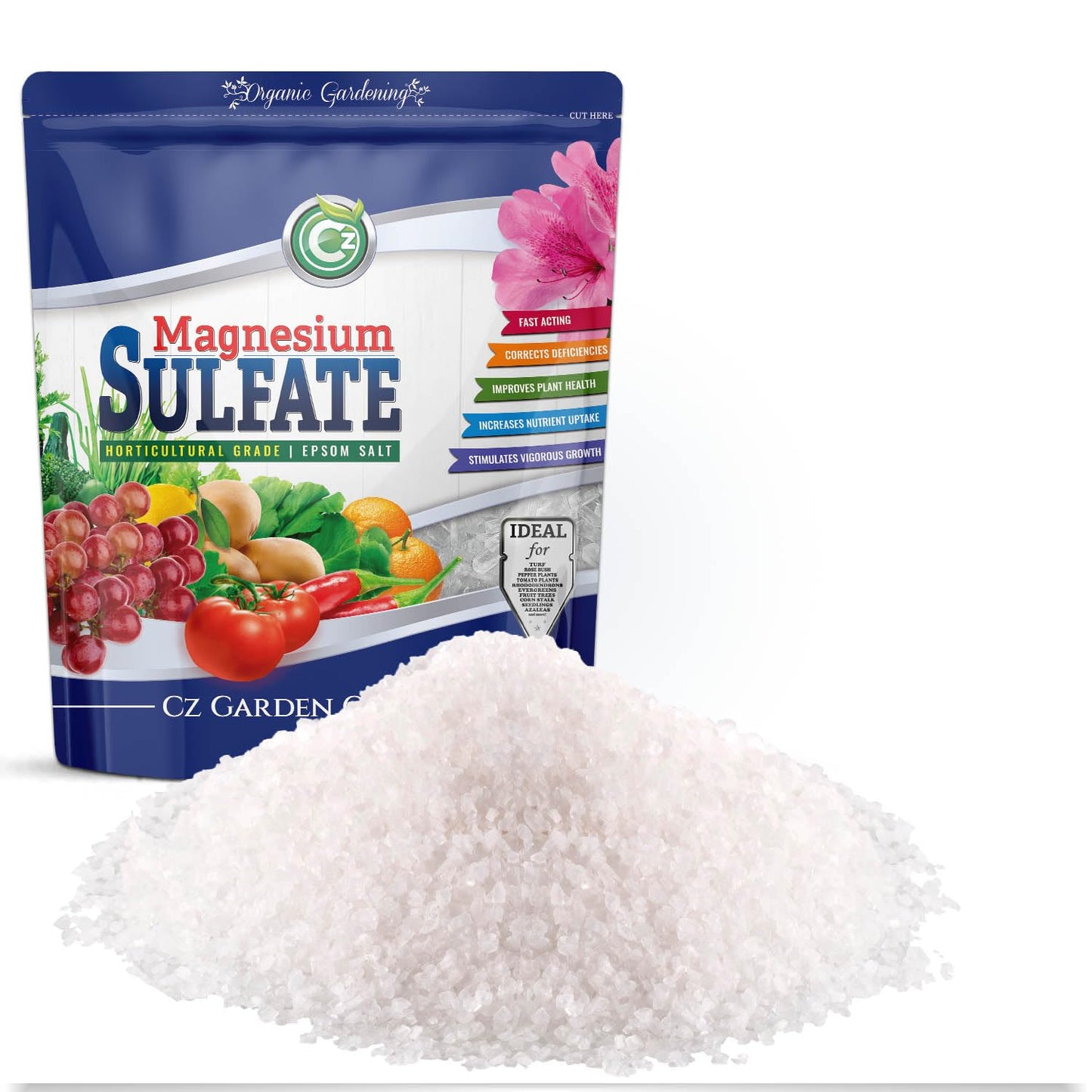 Magnesium Sulfate Epsom Salt 5LB - Made in USA - Plant Food Fertilizer for Hydroponics, Plants, Flower Gardens - Fruit, Vegetables, Holistic Herbs. OMRI Listed