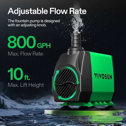 VIVOSUN Submersible Fountain Water Pumps, Multiple Options