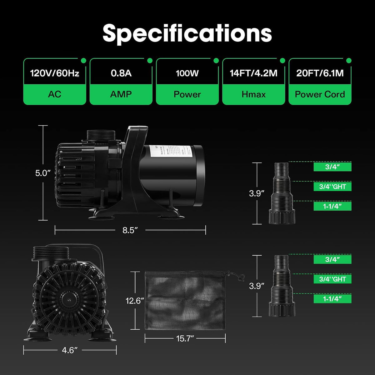 VIVOSUN Submersible Water Pumps, Multiple Flow Options