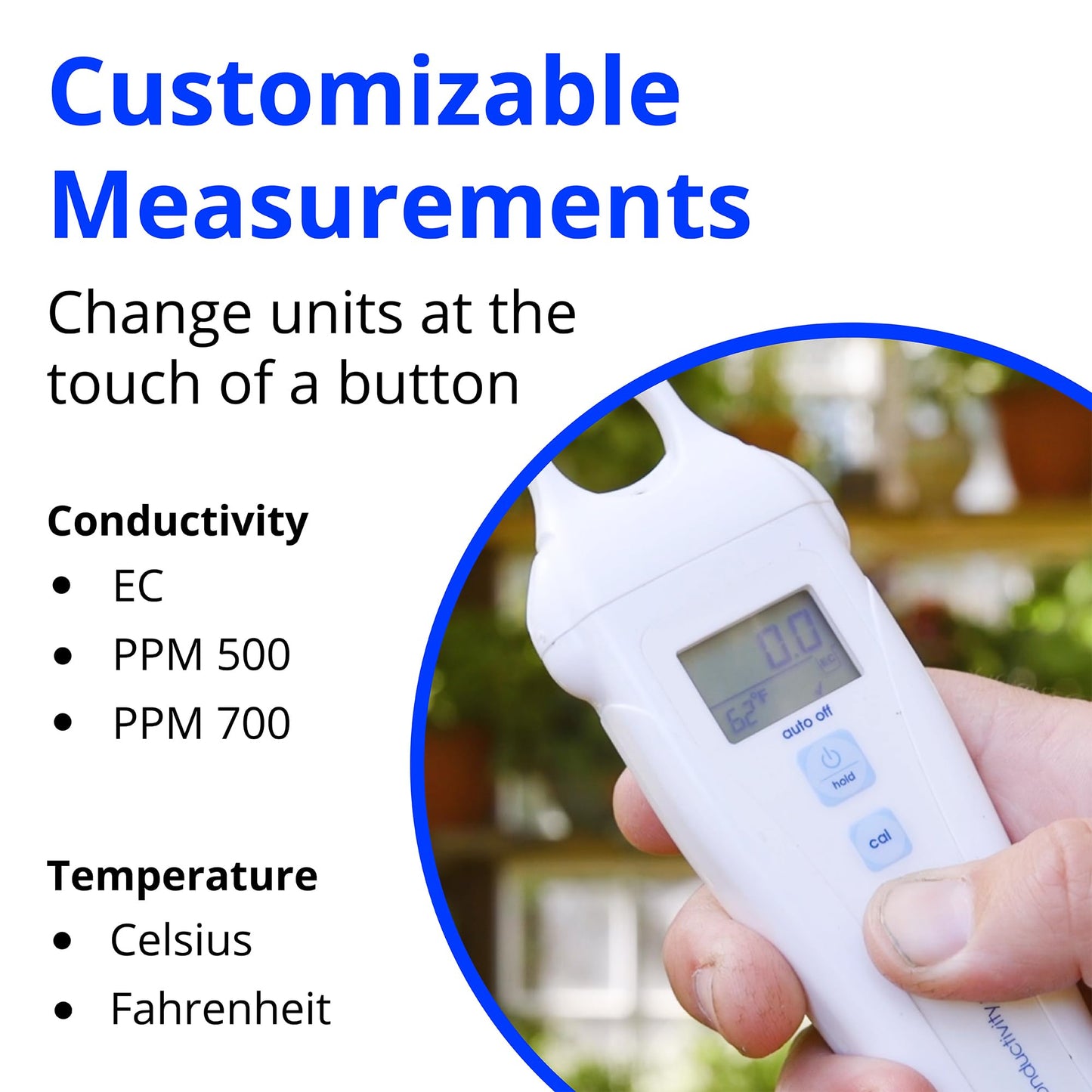 Bluelab PENCON Conductivity Pen and Digital TDS Meter, Water Tester for Temperature and Nutrient (CF, EC, PPM 500, PPM 700), TDS Testing Kit for Hydroponic System and Indoor Plant Grow