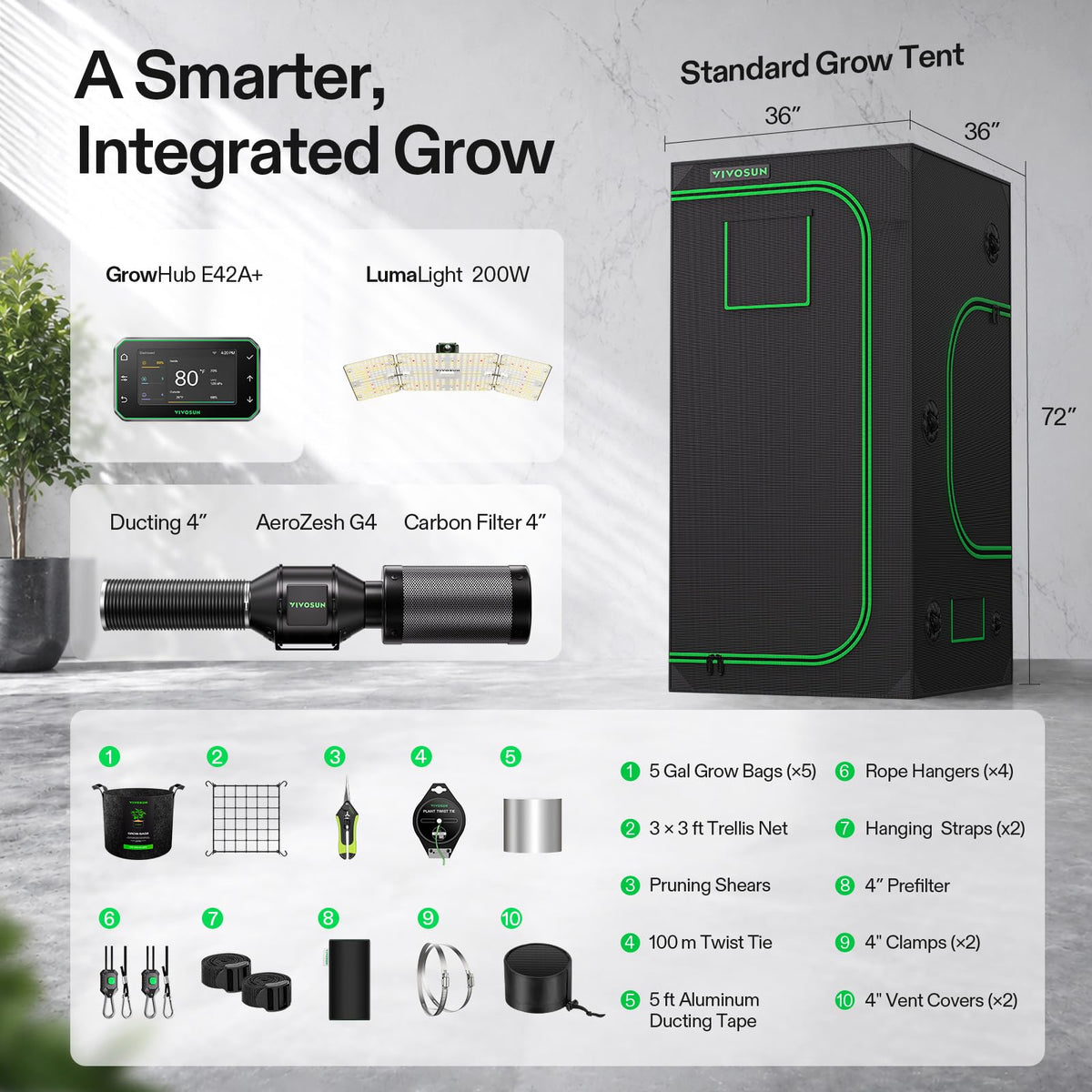 VIVOSUN Smart Grow Tent Kits, Multiple Sizes