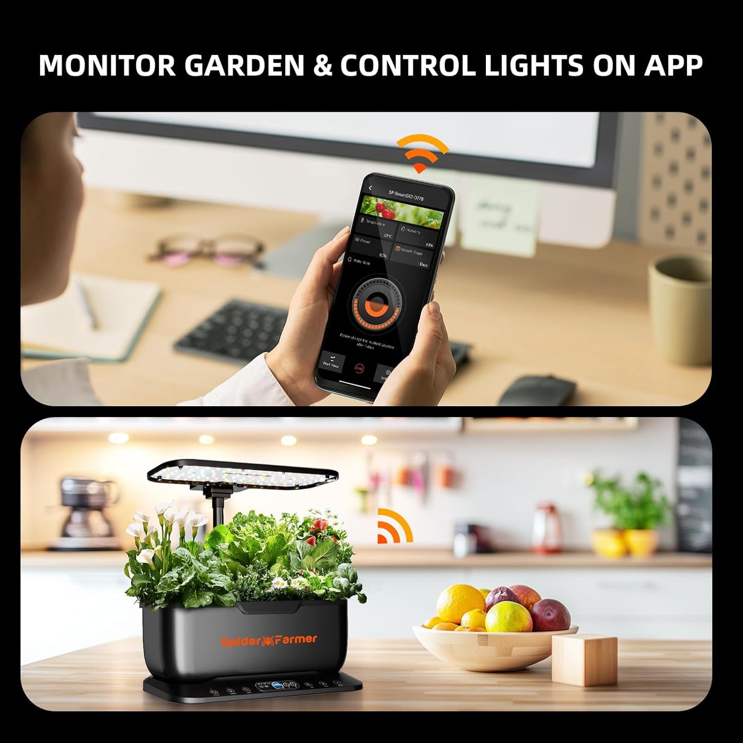 Spider Farmer SmartG12 Hydroponics Growing System, 12 Pods Indoor Garden with 36W LED Grow Light Full-Spectrum, APP & WiFi Controlled, 6L Water Tank, Pump System, Automatic Timer