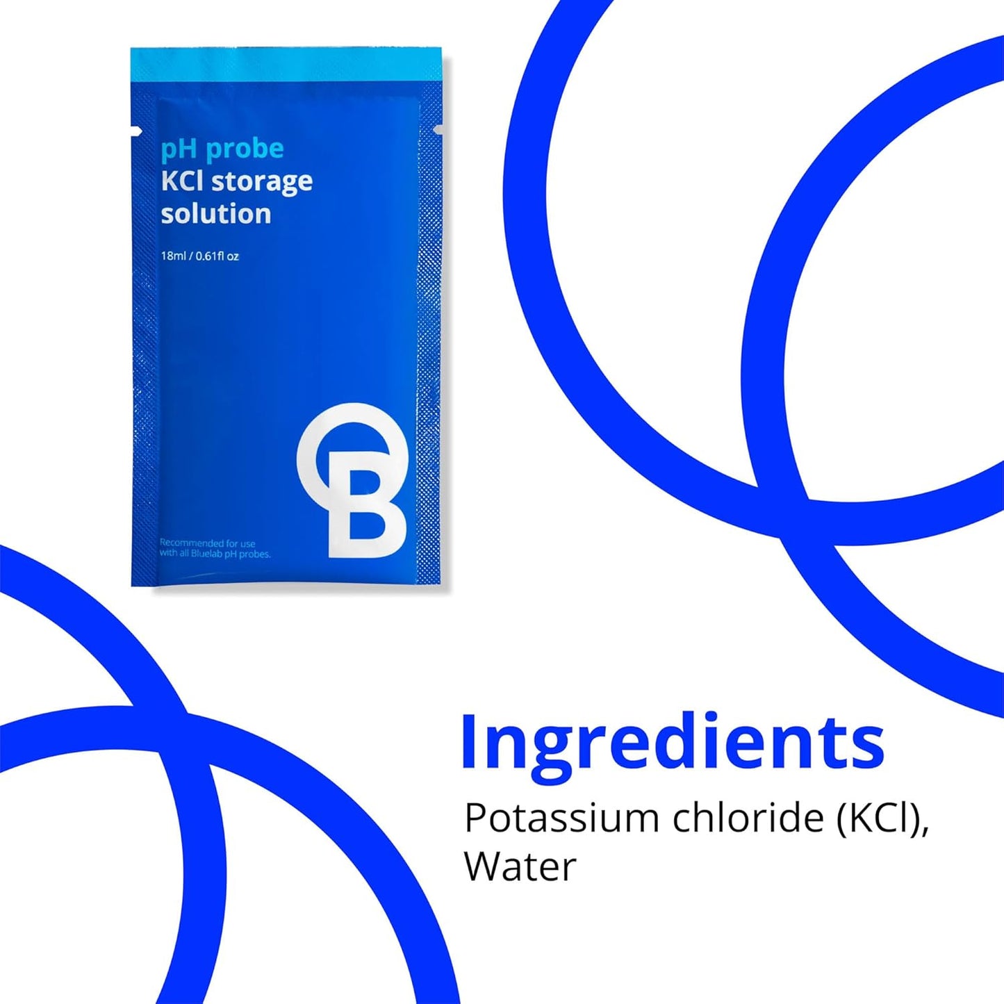 Bluelab KCl Storage Solution Sachets - Ideal for Maintaining pH Pens, pH Meters & pH Probes - Optimal Probe Care to Ensure Accurate Measurements with Regular Probe Hydration, 30 Sachet Box, 18ml Each