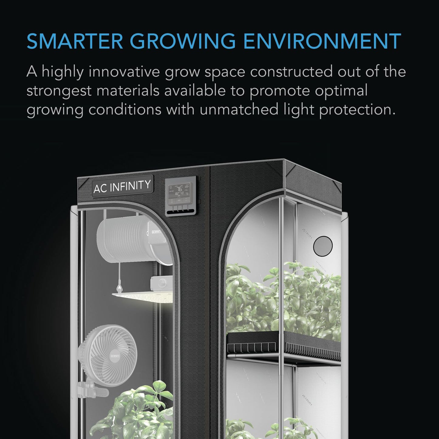 AC Infinity CLOUDLAB 864D 2-in-1 Advance Grow Tent, 60"x48"x80" Thickest 1 in. Poles, Highest Density 2000D Diamond Mylar Canvas, 5x4 for Hydroponics Indoor Growing