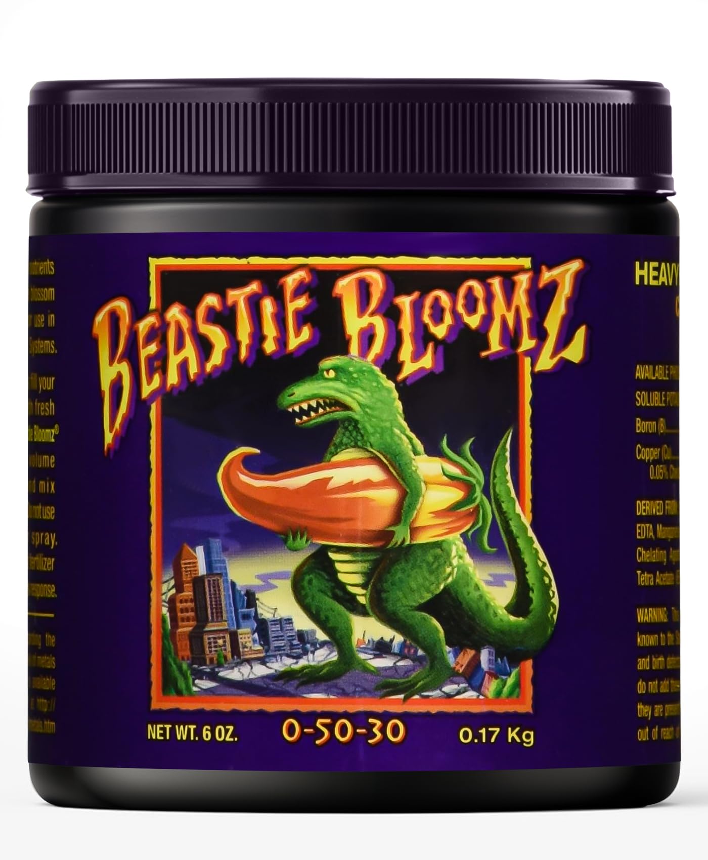 FoxFarm Beastie Bloomz Soluble Fertilizer - High-Phosphorus Fertilizer for Mid to Late Flowering, pH Balanced - Supports Blossom Development, NPK 0-5-3 (6 oz)